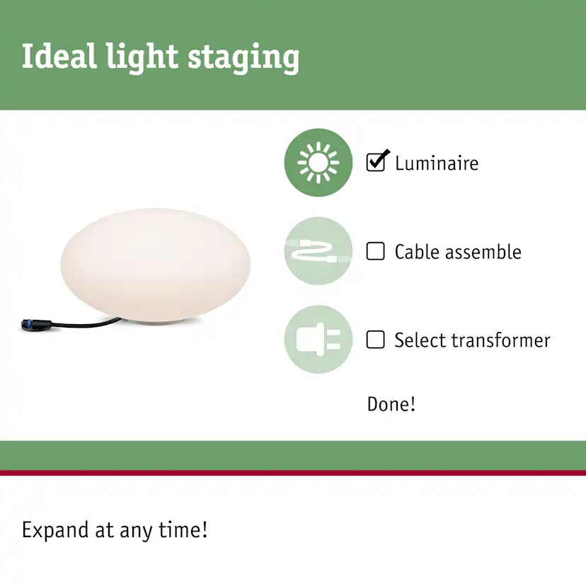 Dekorationsljus LED Paulmann Stone Plug & Shine IP67 24V
