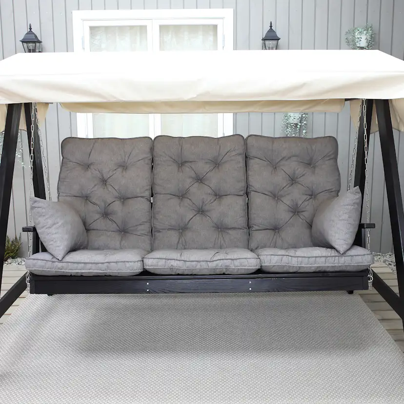 PELLE garden swing without roof, Svarte frame Grå