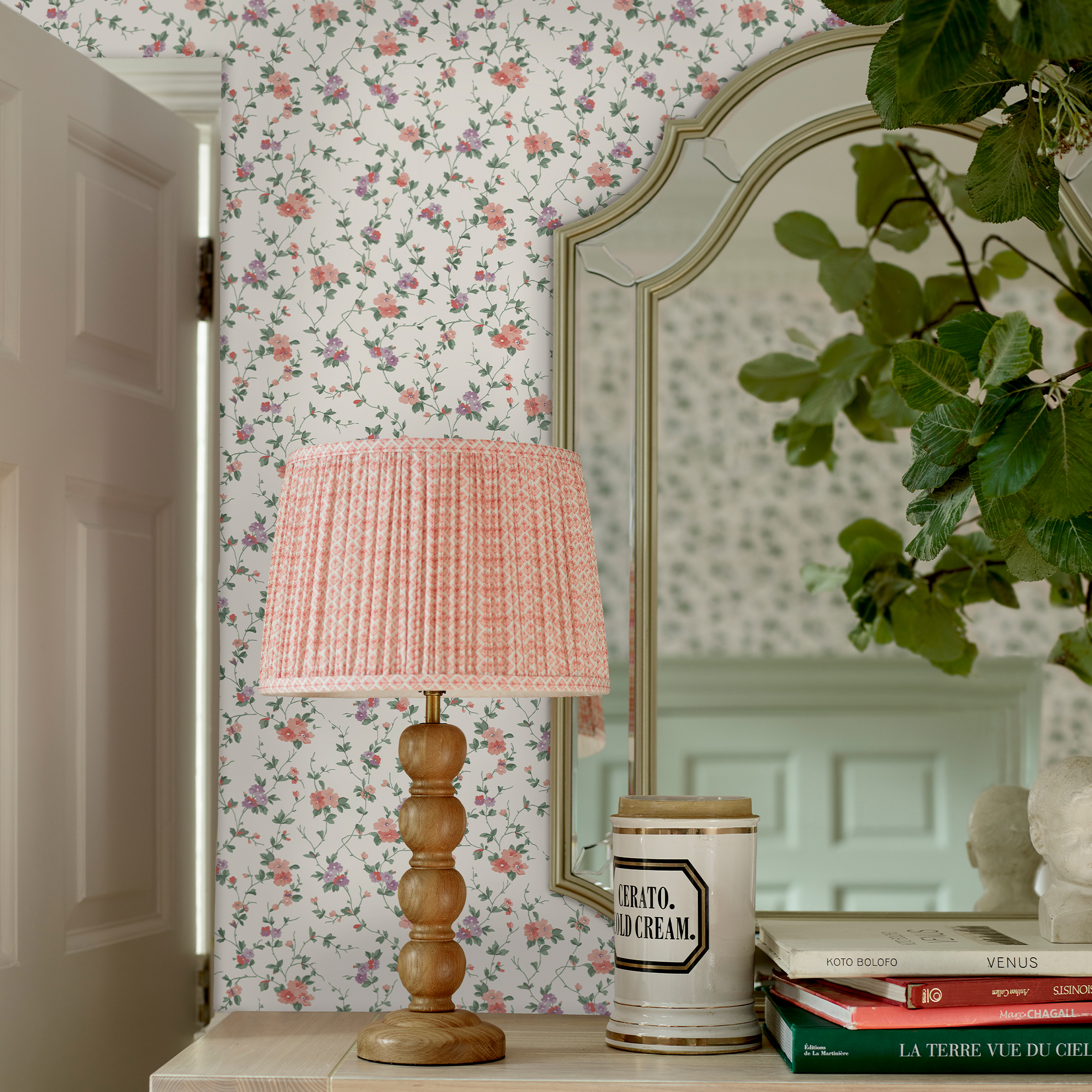 Tapet Laura Ashley Priory Coral Rosa 122765