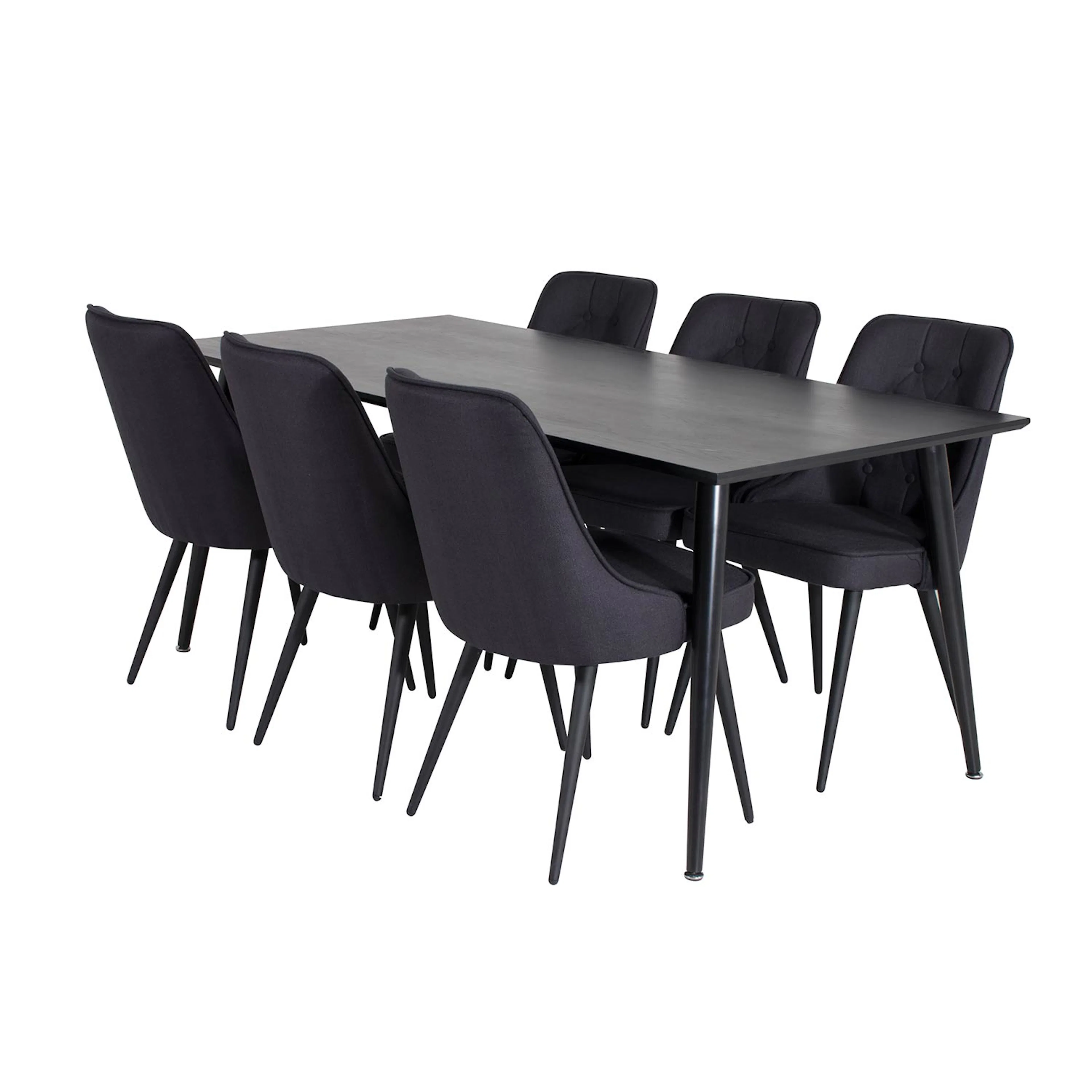 DippTable-Black Venee/Velvet Chair-Black _6 Svart/Svart
