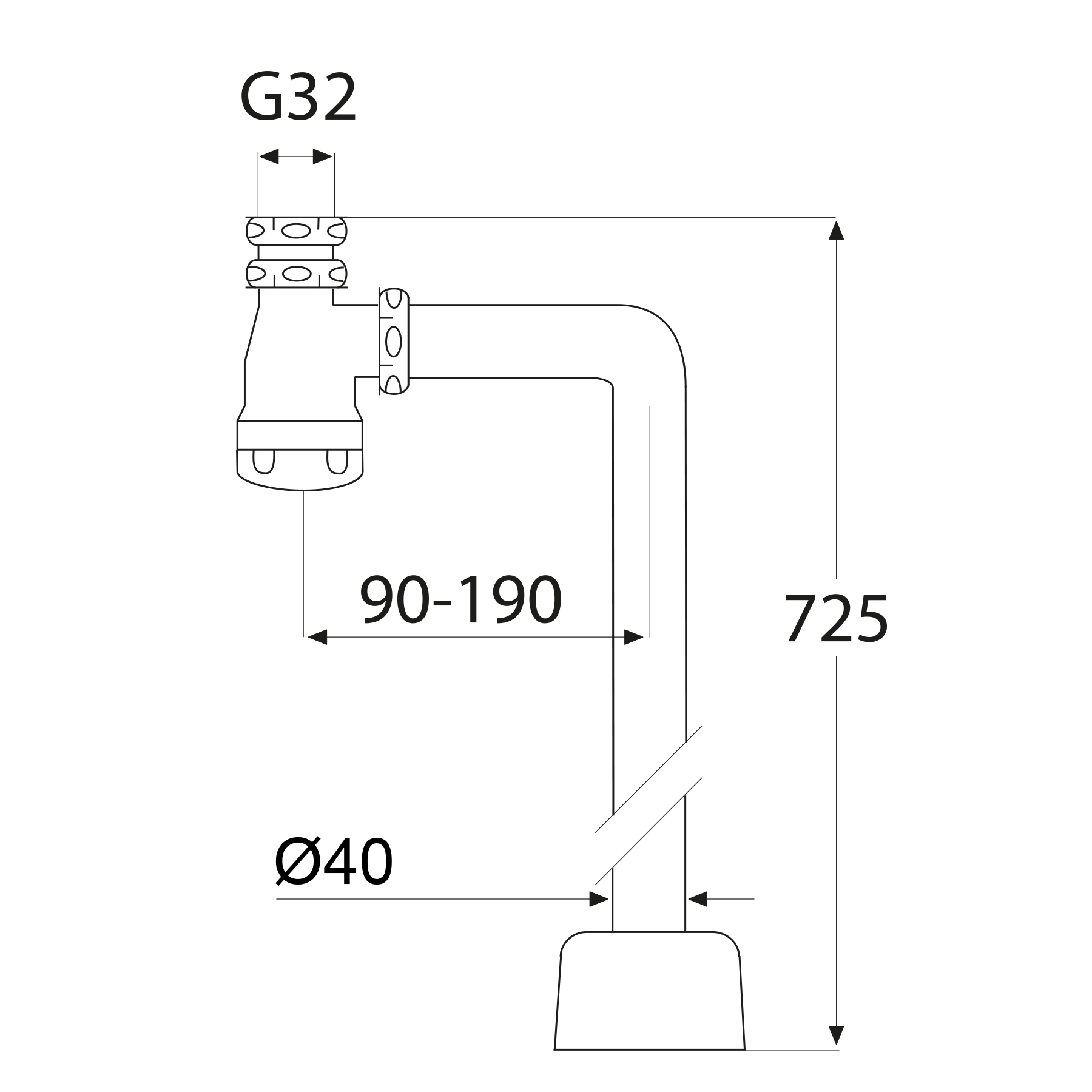 Vattenlåssats Purus 90° G32xØ40 Krom
