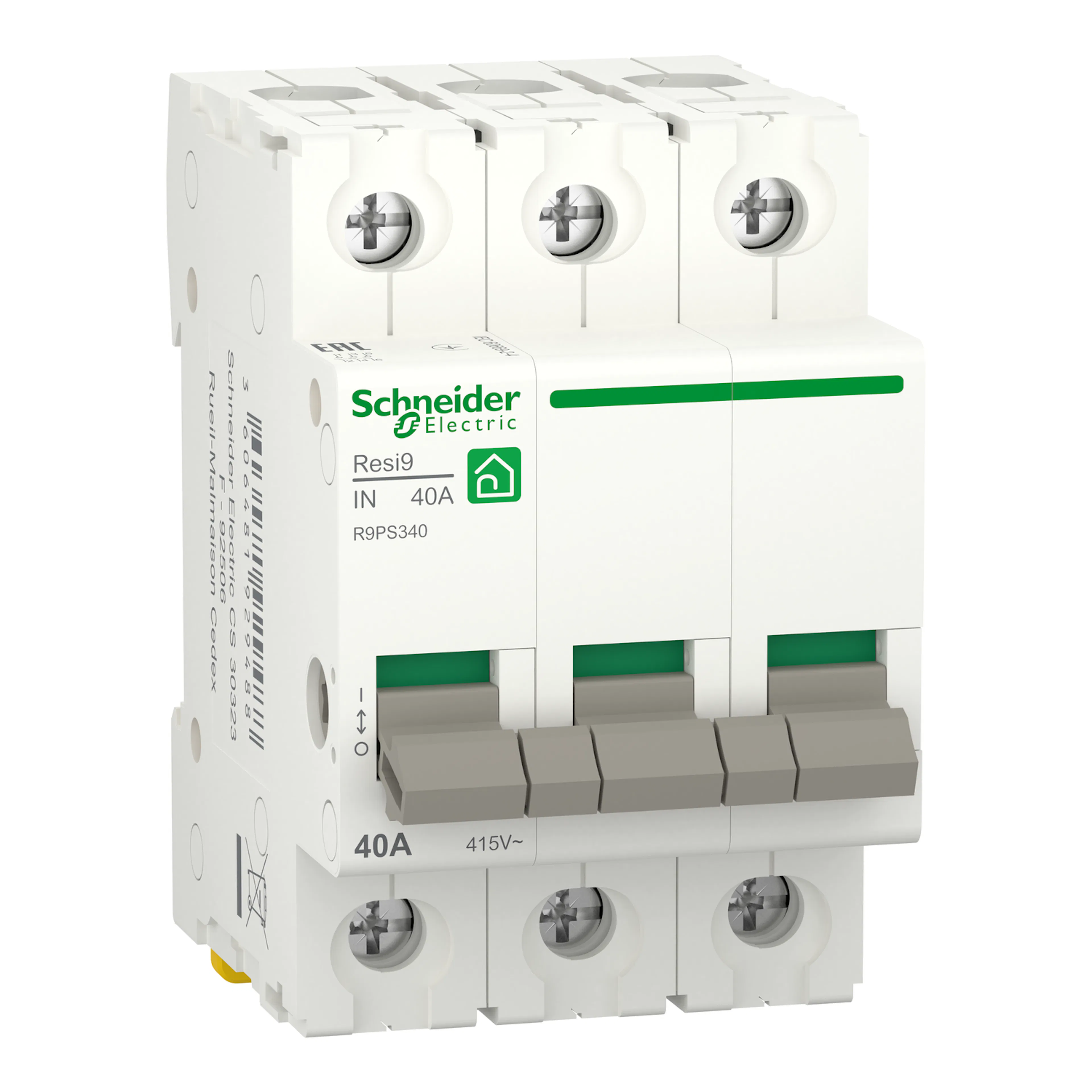 Huvudbrytare Schneider Electric Resi9 RYTAR 3-polig 40A med Vippa