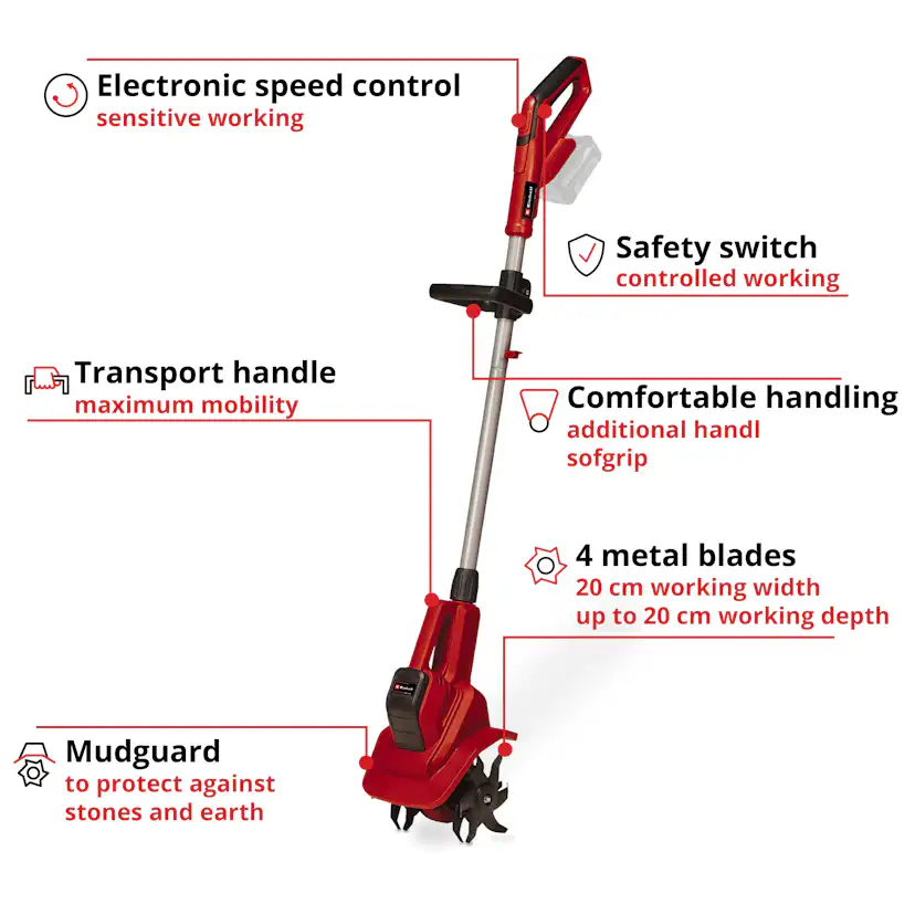 Jordfräs Einhell GE-CR 18/20 Li E Utan Batteri & Laddare