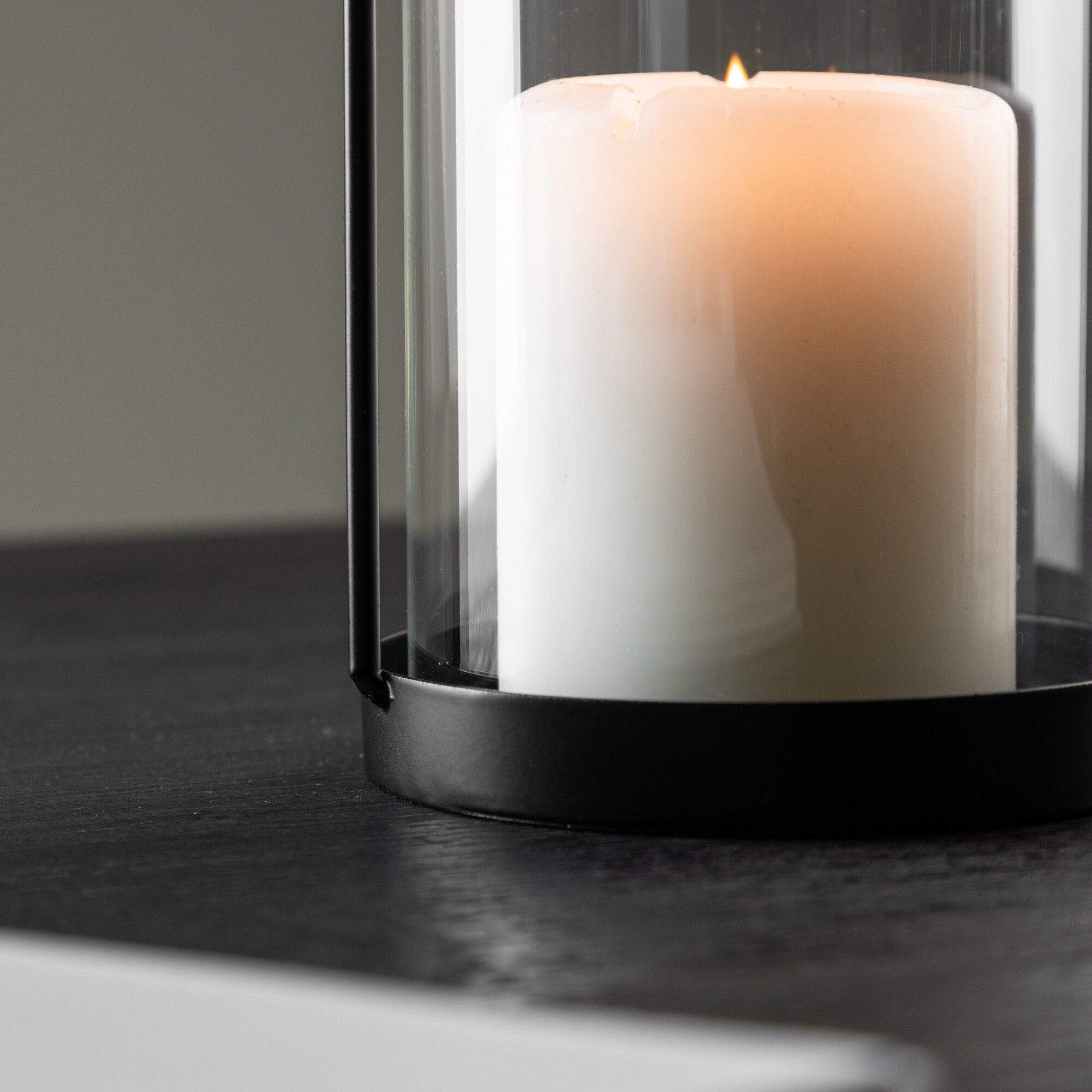 Flora Lantern -  Black/Clear Glass -  H25*11cm Diamater: 110 mm