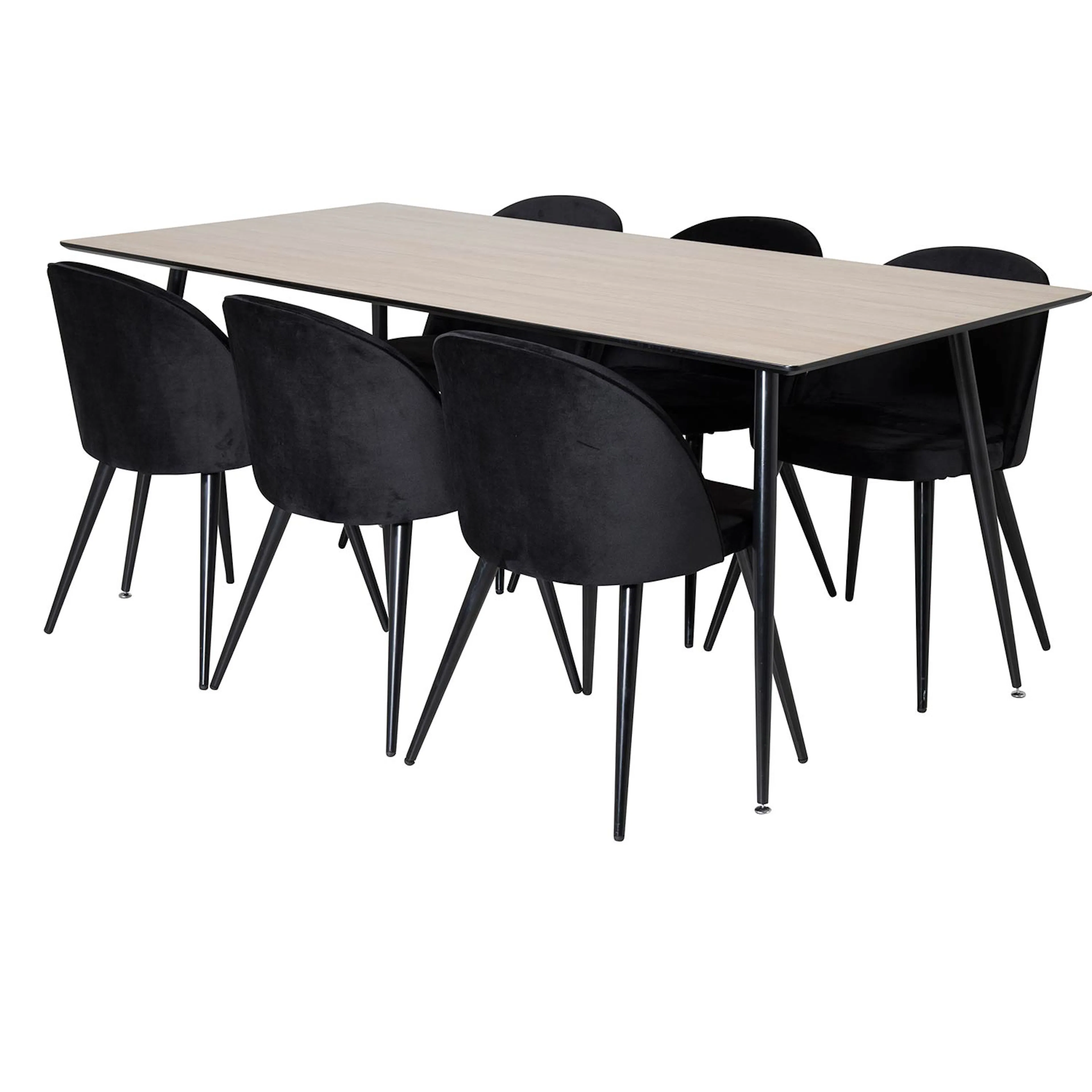 Silar Table -Melamine+Velvet Chair -Black_6 Natur/Svart
