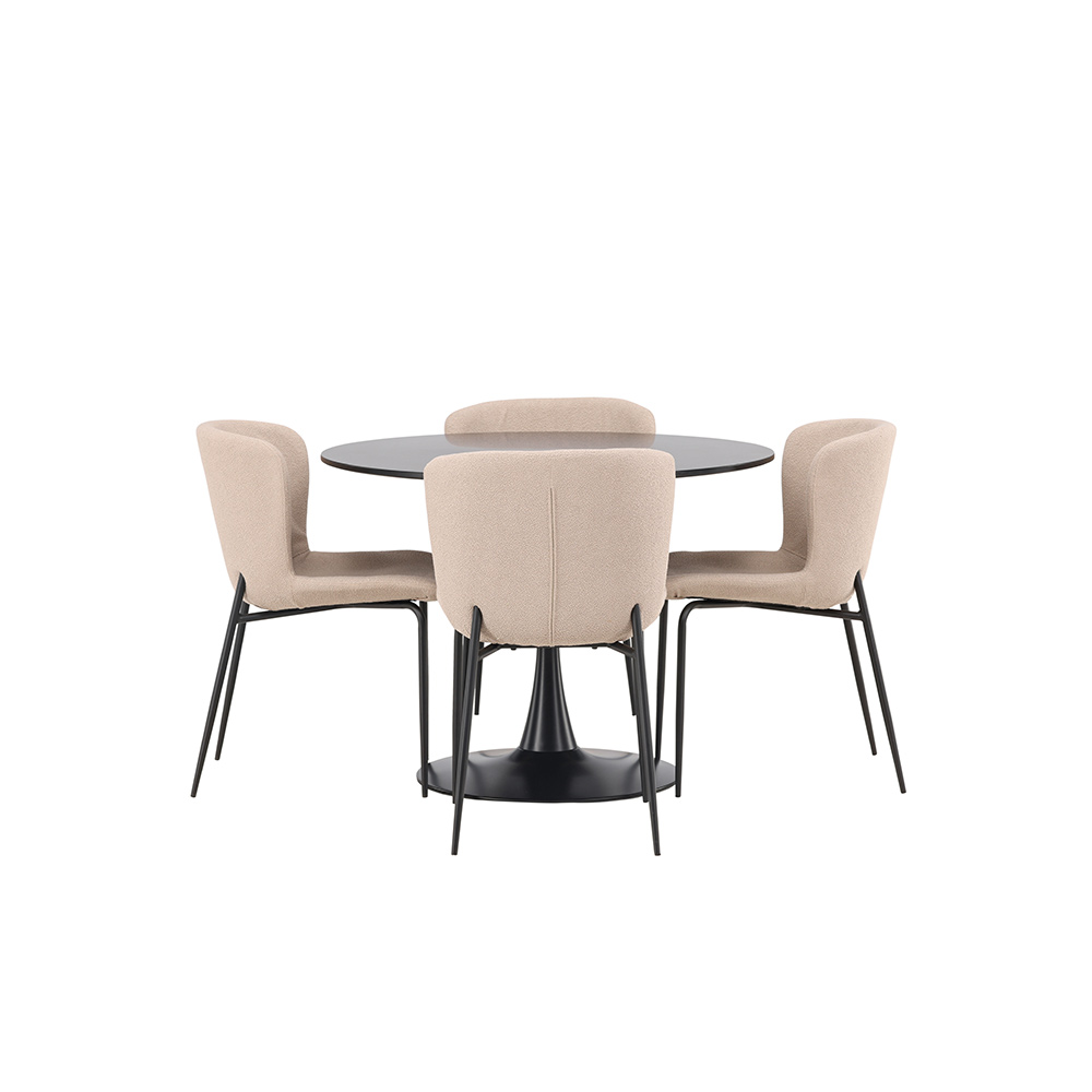 Matgrupp Venture Home Glade Ø 100 cm med 4 Modesto Stolar