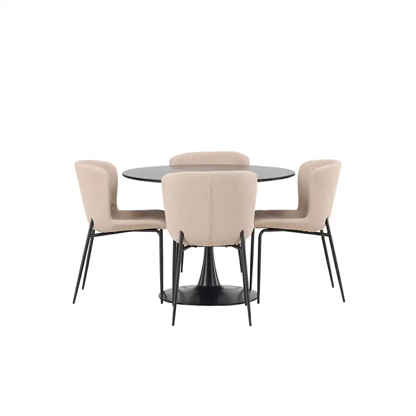 Matgrupp Venture Home Glade Ø 100 cm med 4 Modesto Stolar