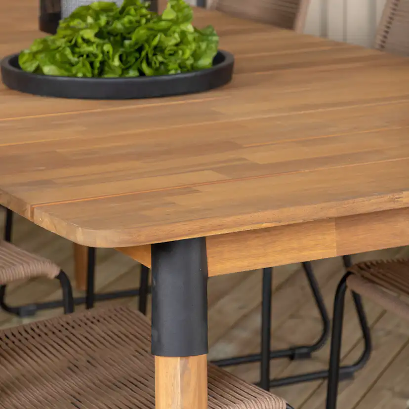 Julian Dining Table - Acasia - 210*100cm+Lindos Stacking Cha Latte
