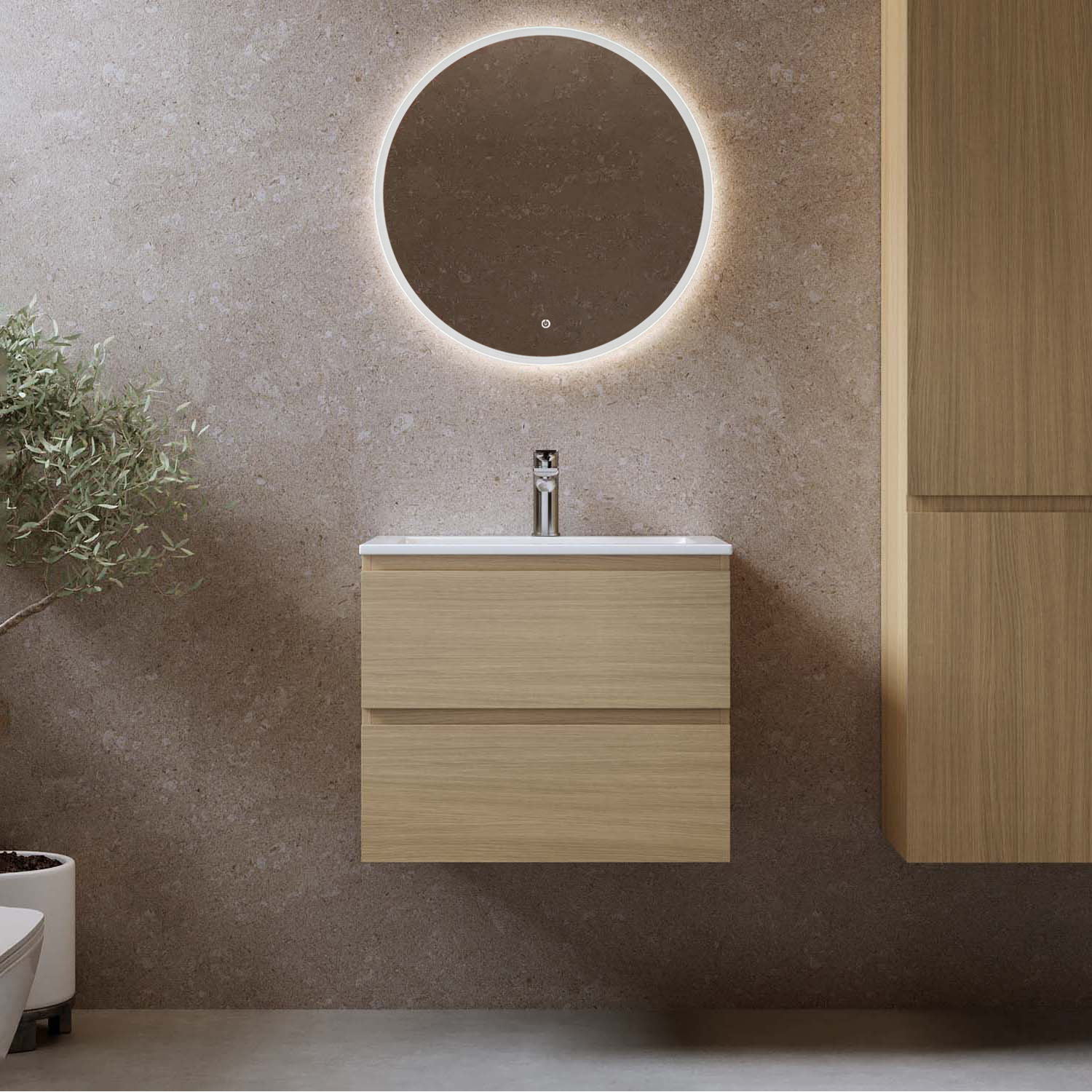 Tvättställsskåp Bathlife Eufori med Tvättställ och Spegel Skina
