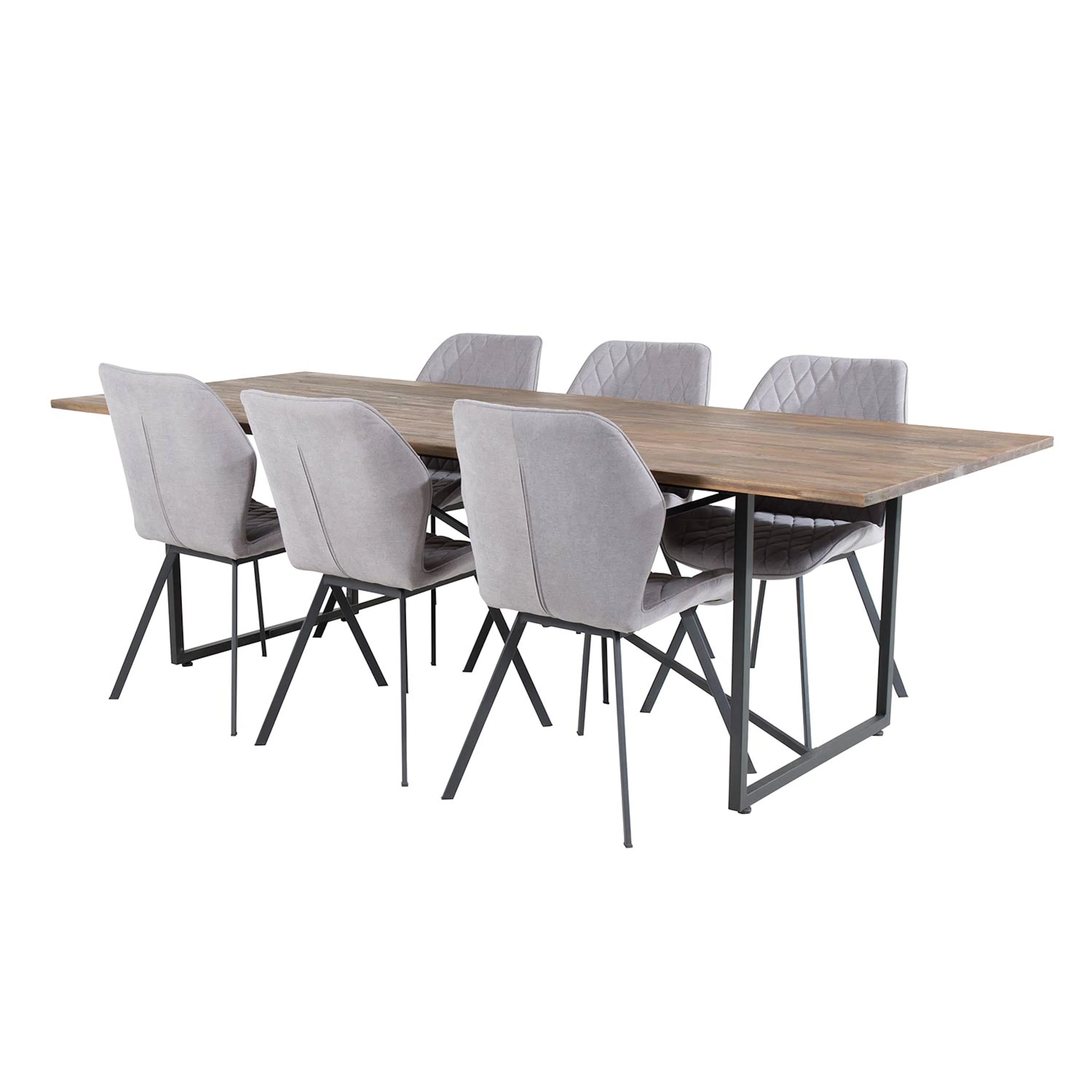 Padang Table - Dark Teak / Black+Gemma Chair -Grey Fabric_6 Teak/Grå