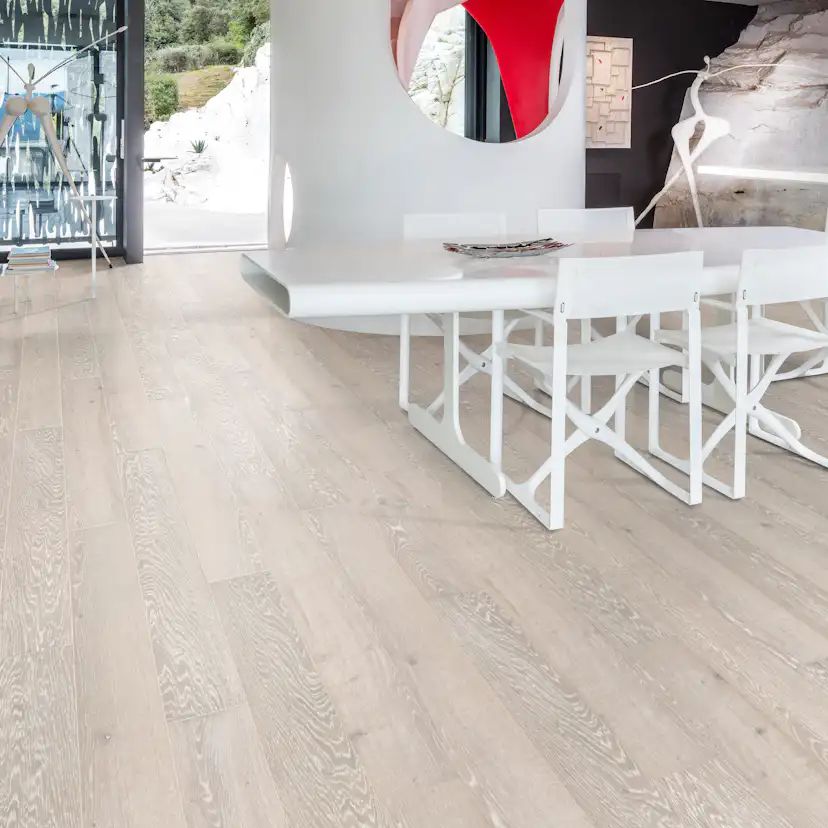 Parkettgolv Kährs Nouveau Snow Vit Mattlack Borstad Ek 2266 mm 1-stav