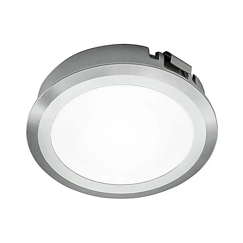 LED-spot Stella flat IP44 500mA/3W 2700K rf-look Rostfri, 2700 K