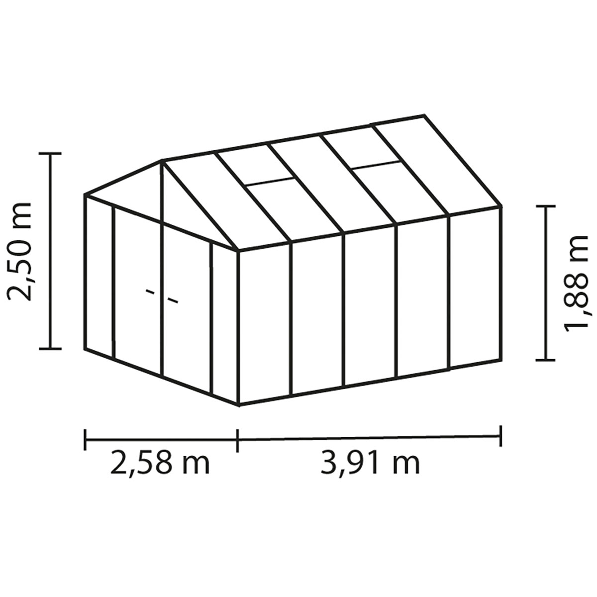 Växthus Vitavia Poseidon Aluminiumstomme med UV-Skyddat Polykarbonat & Härdat Glas, 10 m²