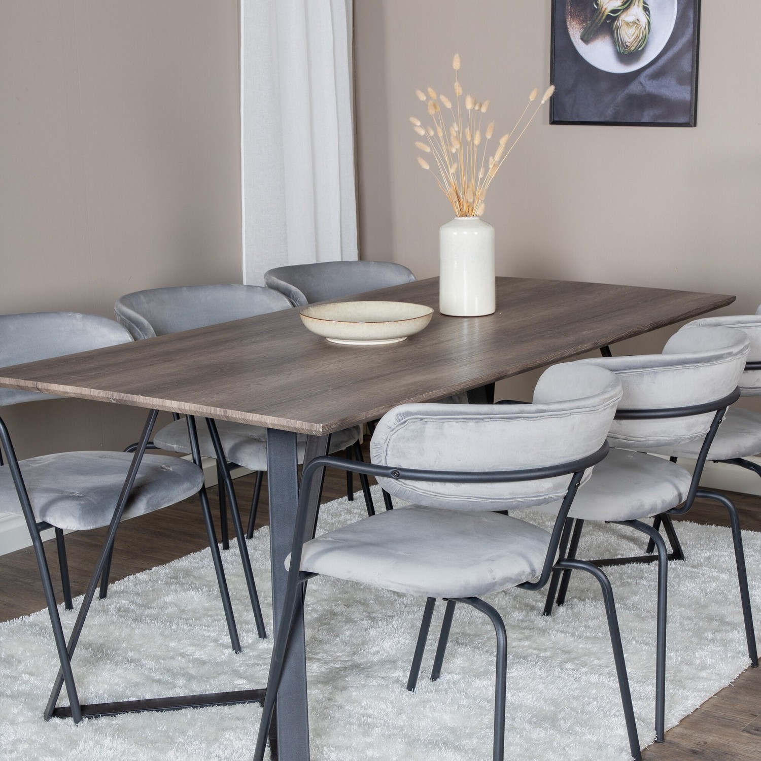 Matgrupp Venture Home Madde med 6 Aris Stolar Sammet