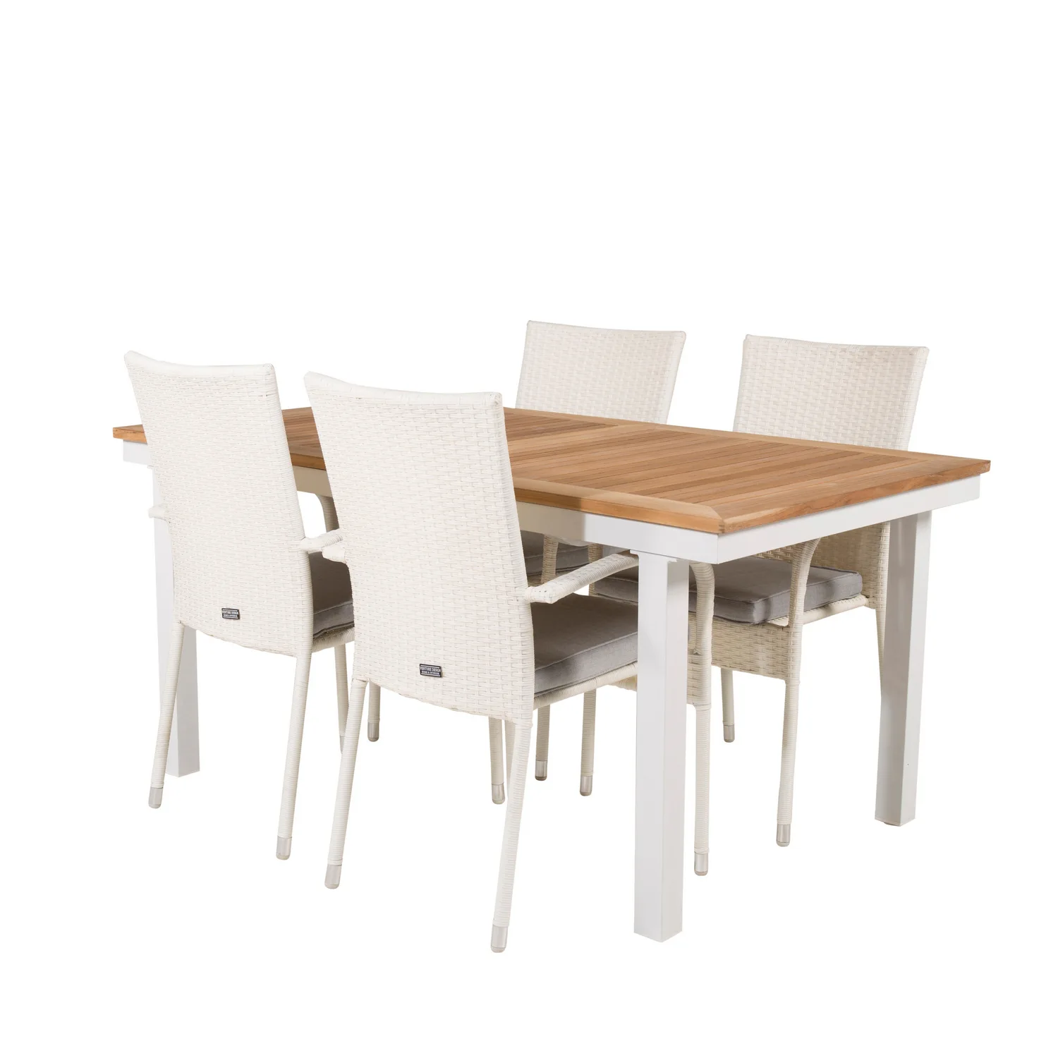 Matgrupp Venture Home Perla 160/240 med 4 Asta Stolar Vit/Natur, Blanka Ben
