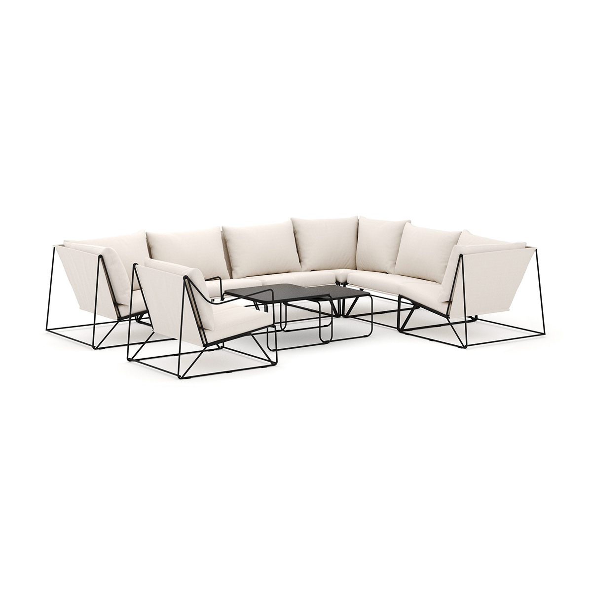 Loungesoffa Comfort Garden Usteryd utomhus L-soffa 7-sits vändbar med fåtölj