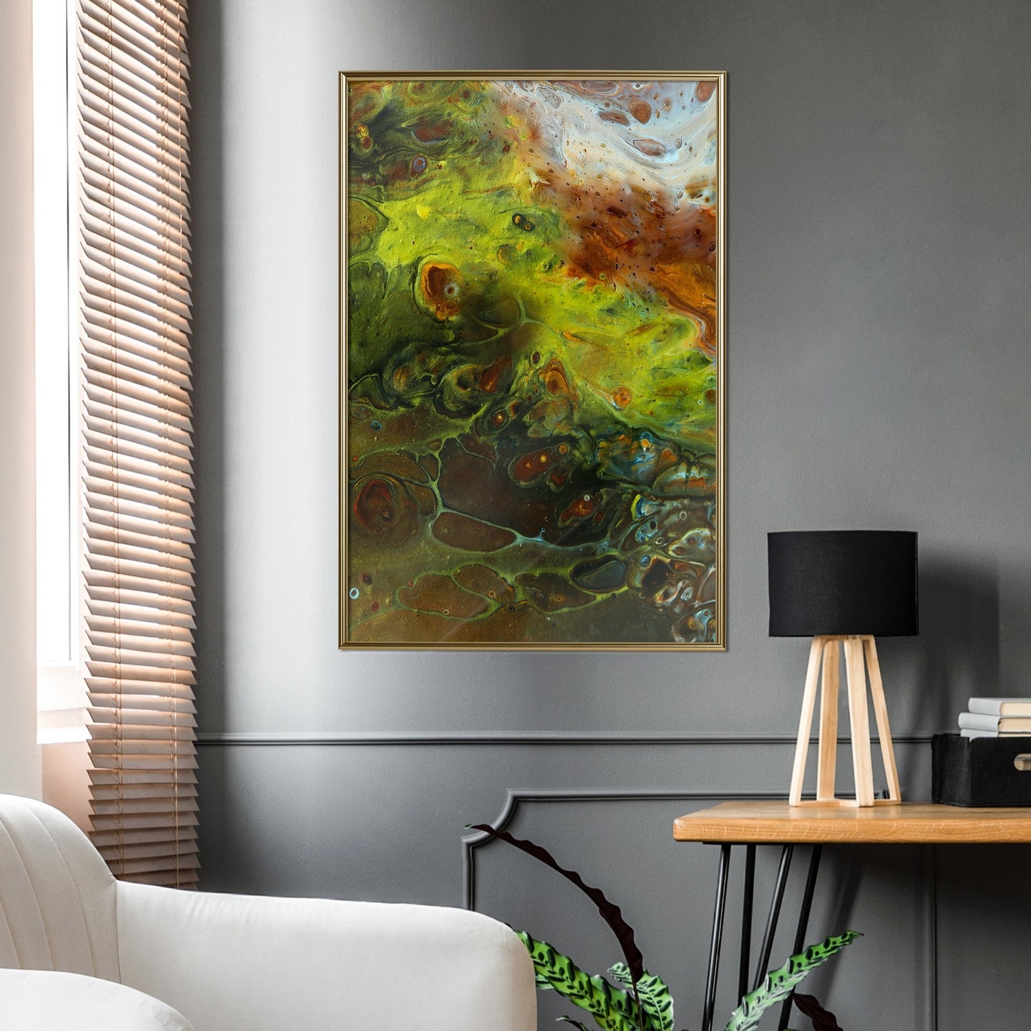 Affisch - Green Elements [Poster] 20x30 Guld ram, 20x30 cm