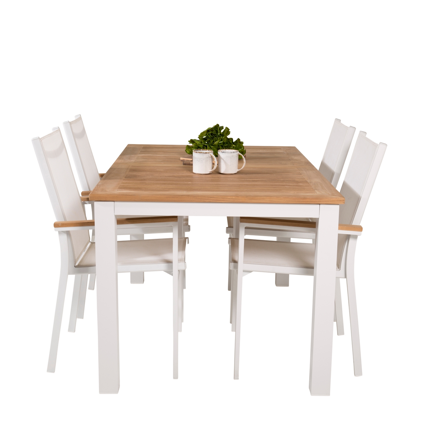 Panama Dining Table 152/210*90 - White Alu / Teak+Texas Arm Blanka Ben