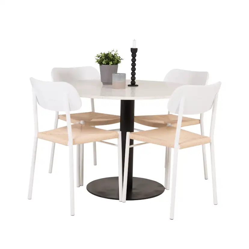 Matgrupp Venture Home Roxanna Vit Bord med 4 Peggy Stolar