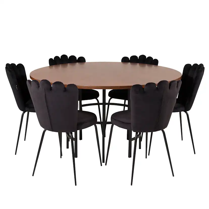 Matgrupp furniture/fashion Copenhagen med 6 Svarta Limhamn Light Stolar