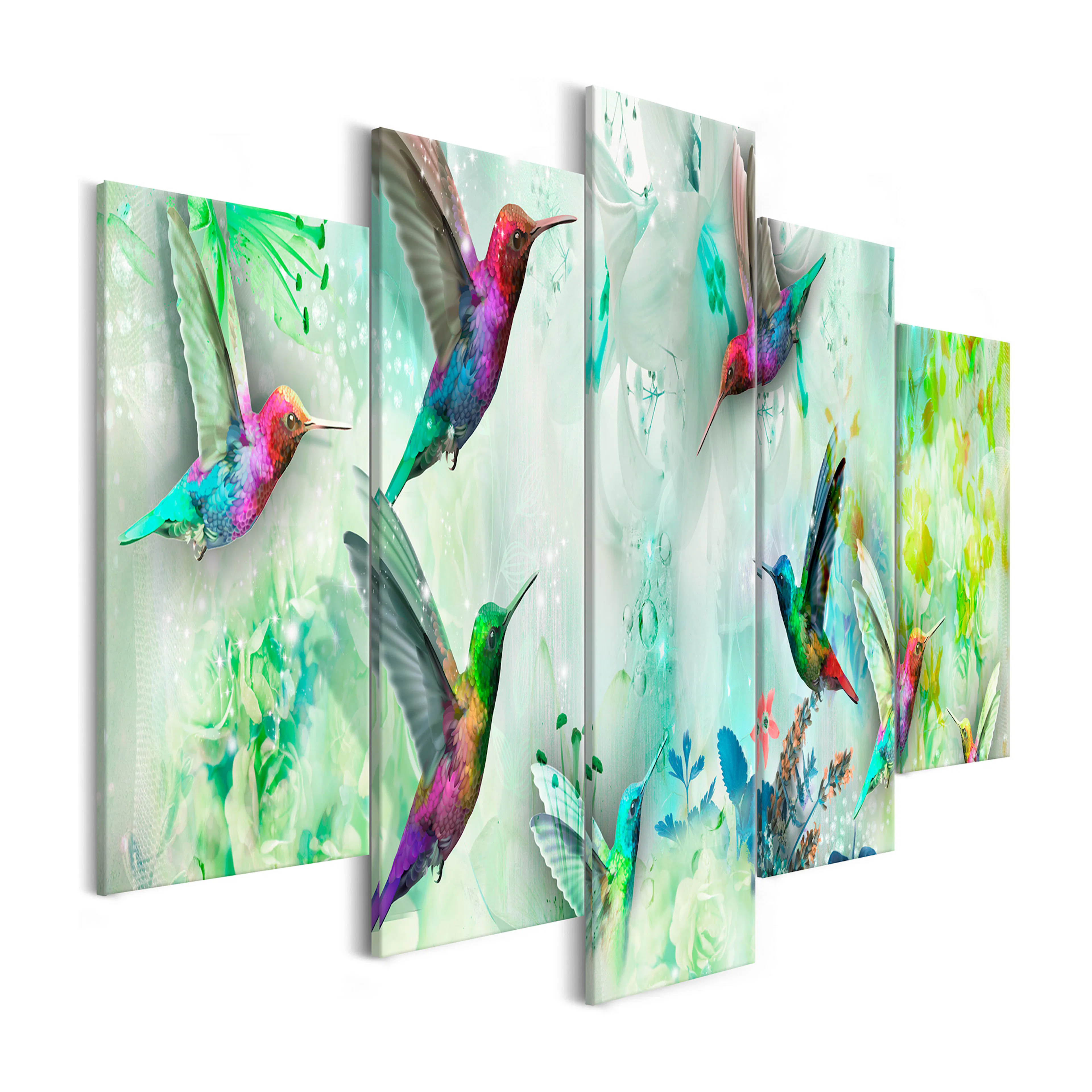 Tavla Arkiio Colourful Hummingbirds Green 5 delar