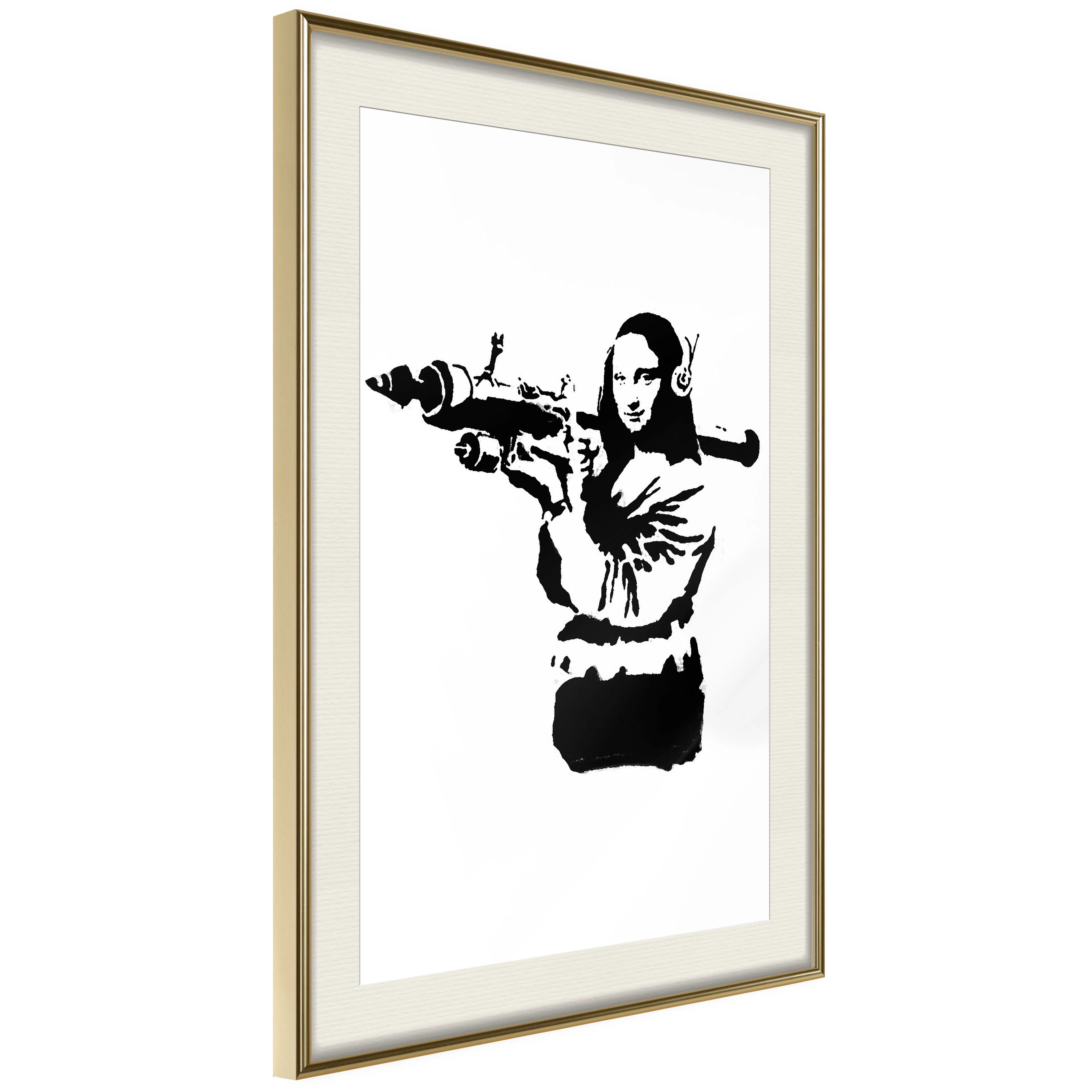 Poster Artgeist Affisch Banksy Mona Lisa with Rocket Launcher