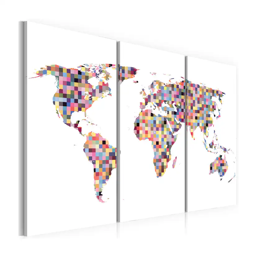 Tavla Arkiio Karta Över Världen Pixels Triptych