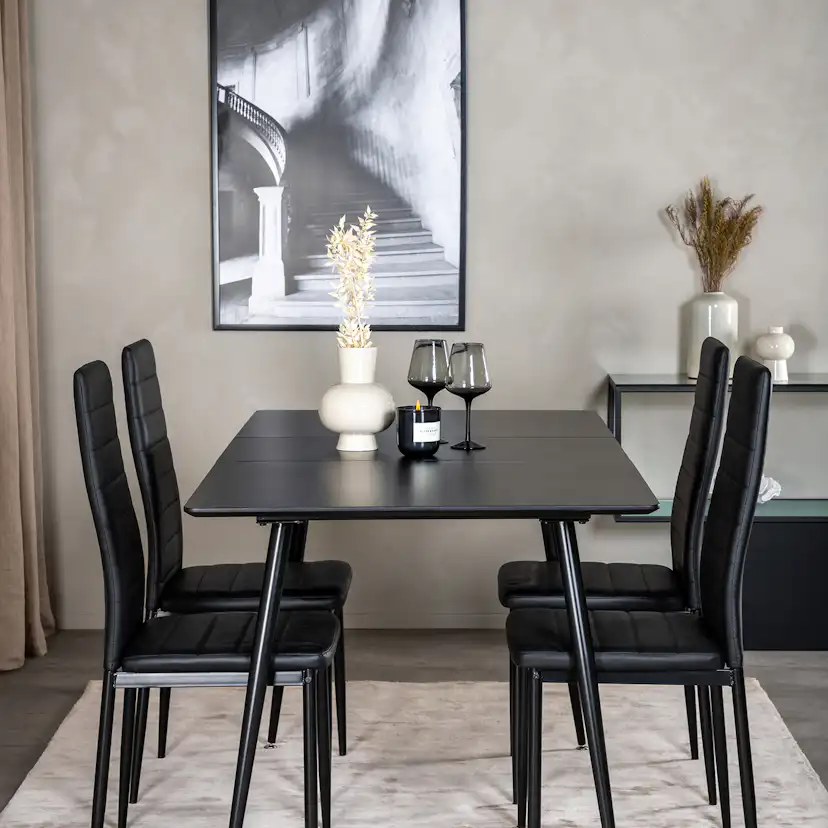 Matgrupp Venture Home Silvia med Iläggsskiva och 4 Sly Stolar