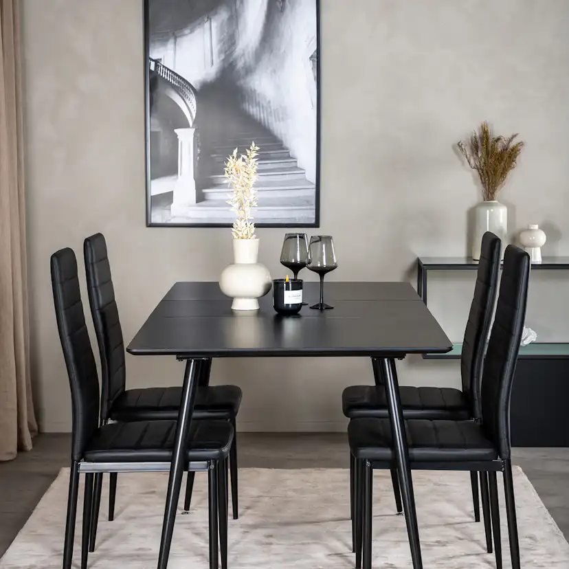 Matgrupp Venture Home Silvia med Iläggsskiva och 4 Sly Stolar