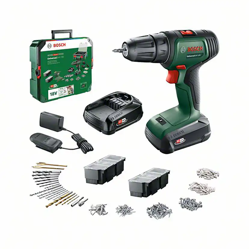 Borrskruvdragare Bosch Power Tools 18V med Batteri, Laddare & Tillbehörspaket