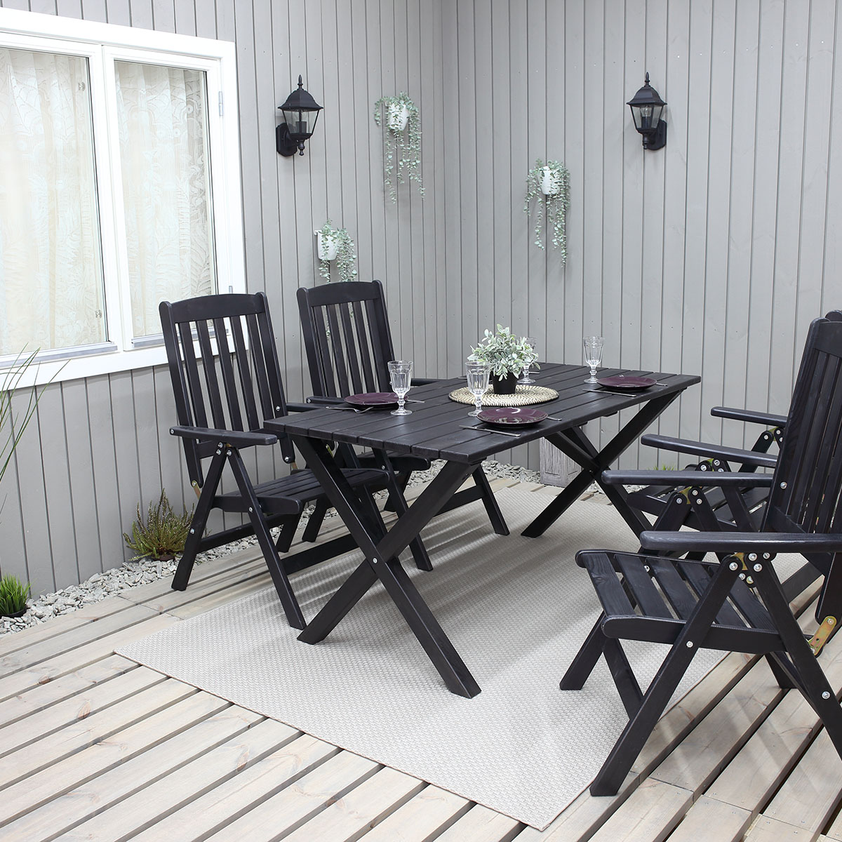 Trädgårdsmöbel Baltic Garden Olivia Svart 4-sits