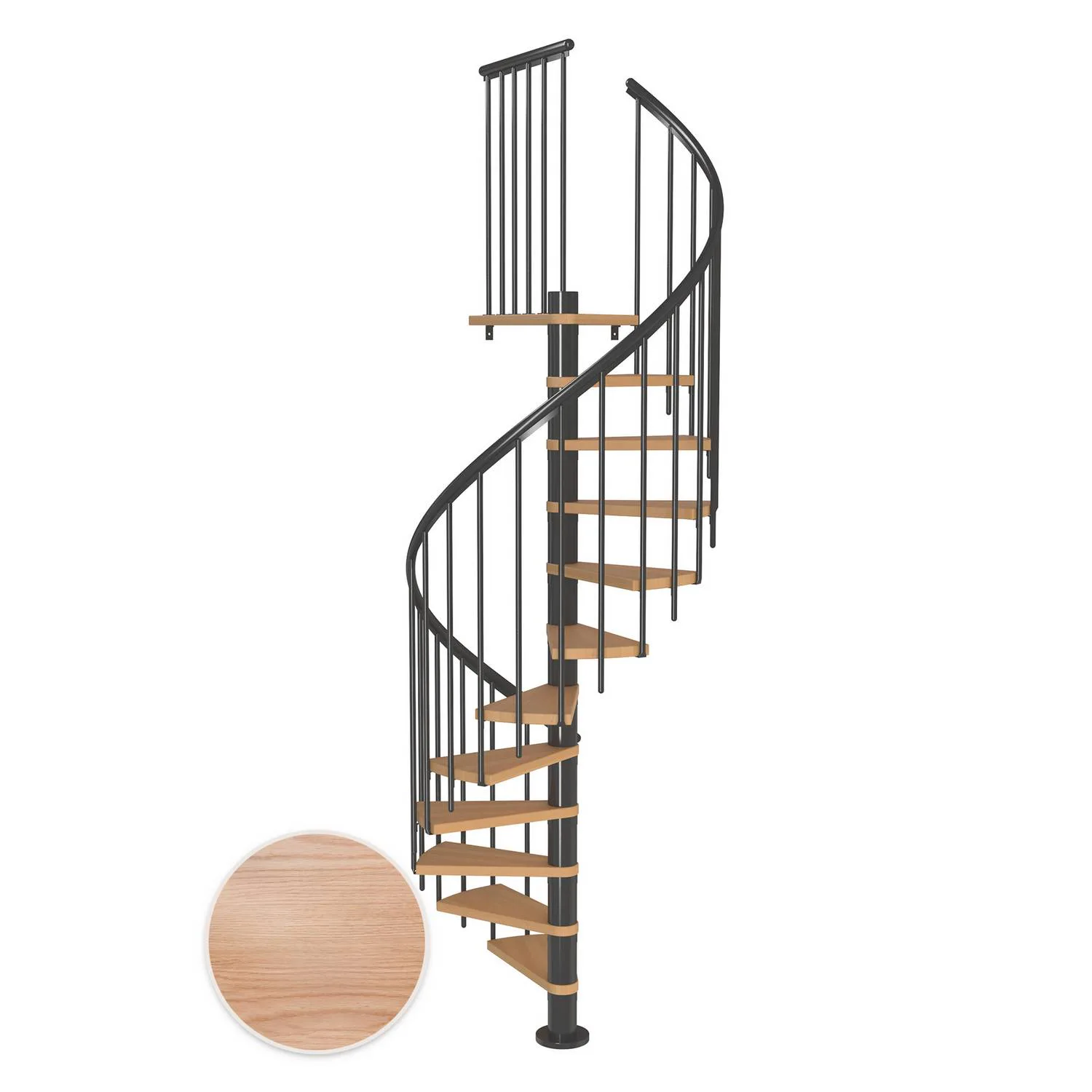 MONTREAL ek multiplex antracit CLASSIC3 12T Ø120 Antracit, D: 1200 mm, Golv till golv höjd: 2665-3055 mm, 12+1 steg