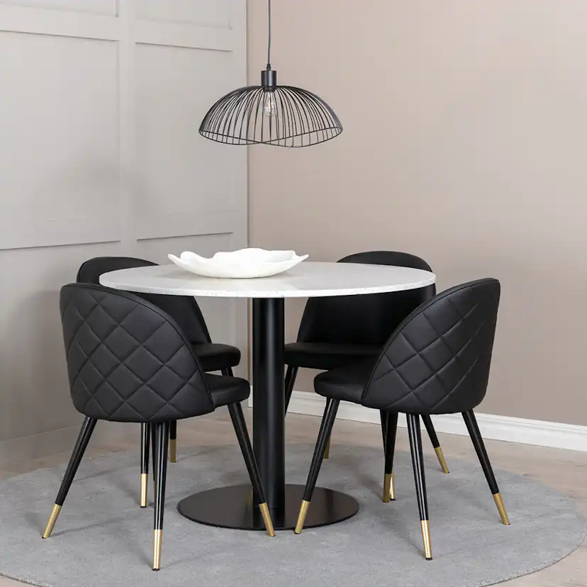 Matgrupp Venture Home Roxanna med 4 Valentina Stolar Konstläder