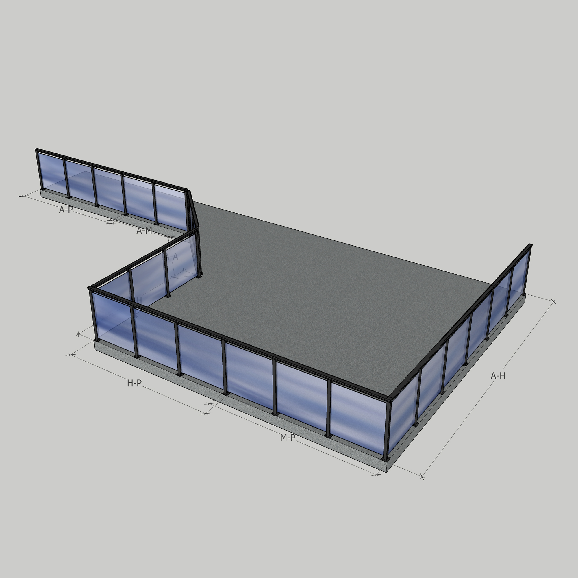 Glasräcke Novoroom Komplett Sektion A-P