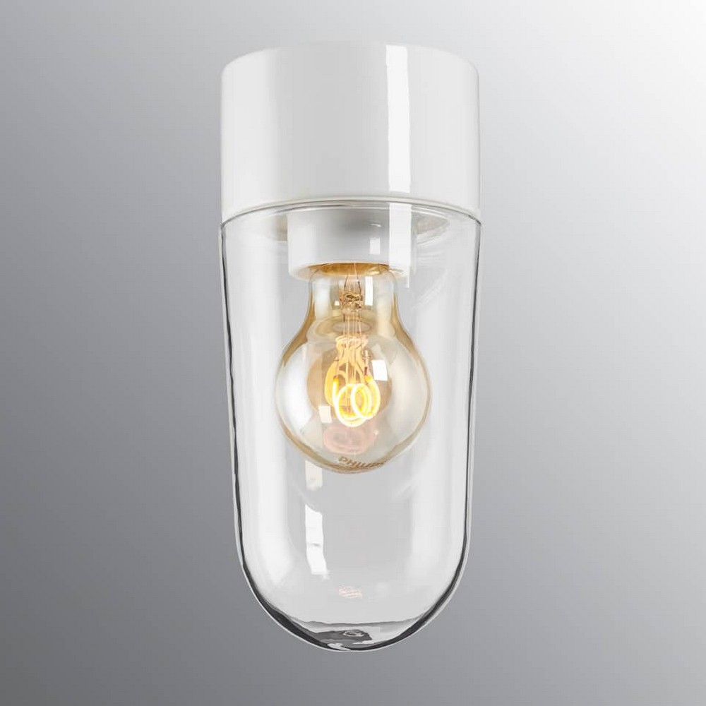 Vägg-/Taklampa Ifö Electric Stallglas Klar IP54 Rak E27