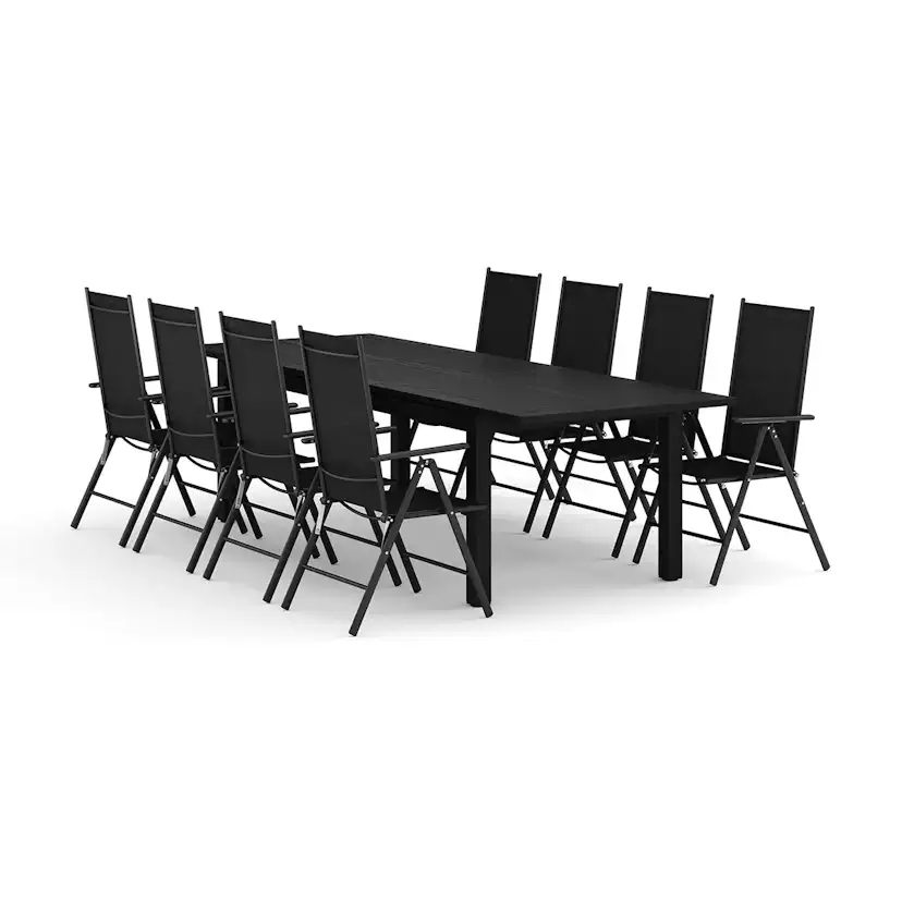 Trädgårdsgrupp Comfort Garden Monaco utomhus matgrupp förlängningsbart 210/310x90 med 8 Maggie positionsstolar