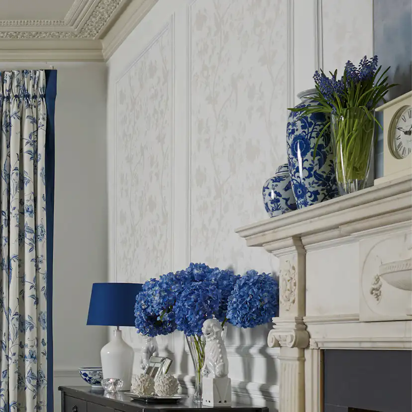 Tapet Laura Ashley Oriental Garden Pearlescent Vit