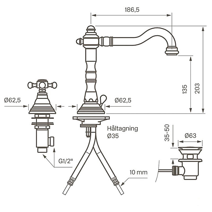 Tvättställsblandare Tapwell Classic FBLV 055 Krom Krom