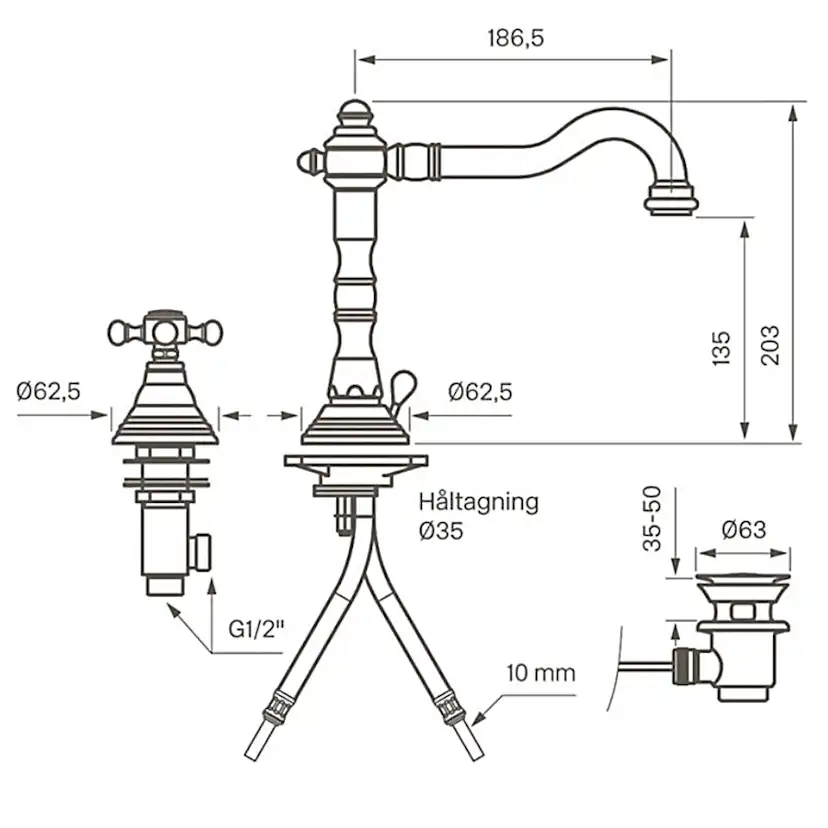 Tvättställsblandare Tapwell Classic FBLV 055 Krom Krom