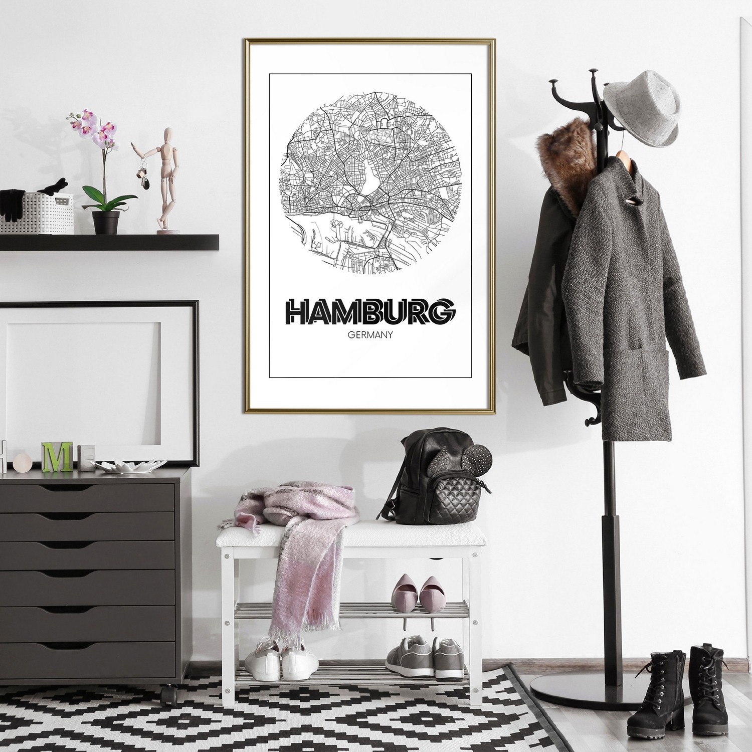 Affisch - Retro Hamburg [Poster] 30x45 Guld ram, 30x45 cm