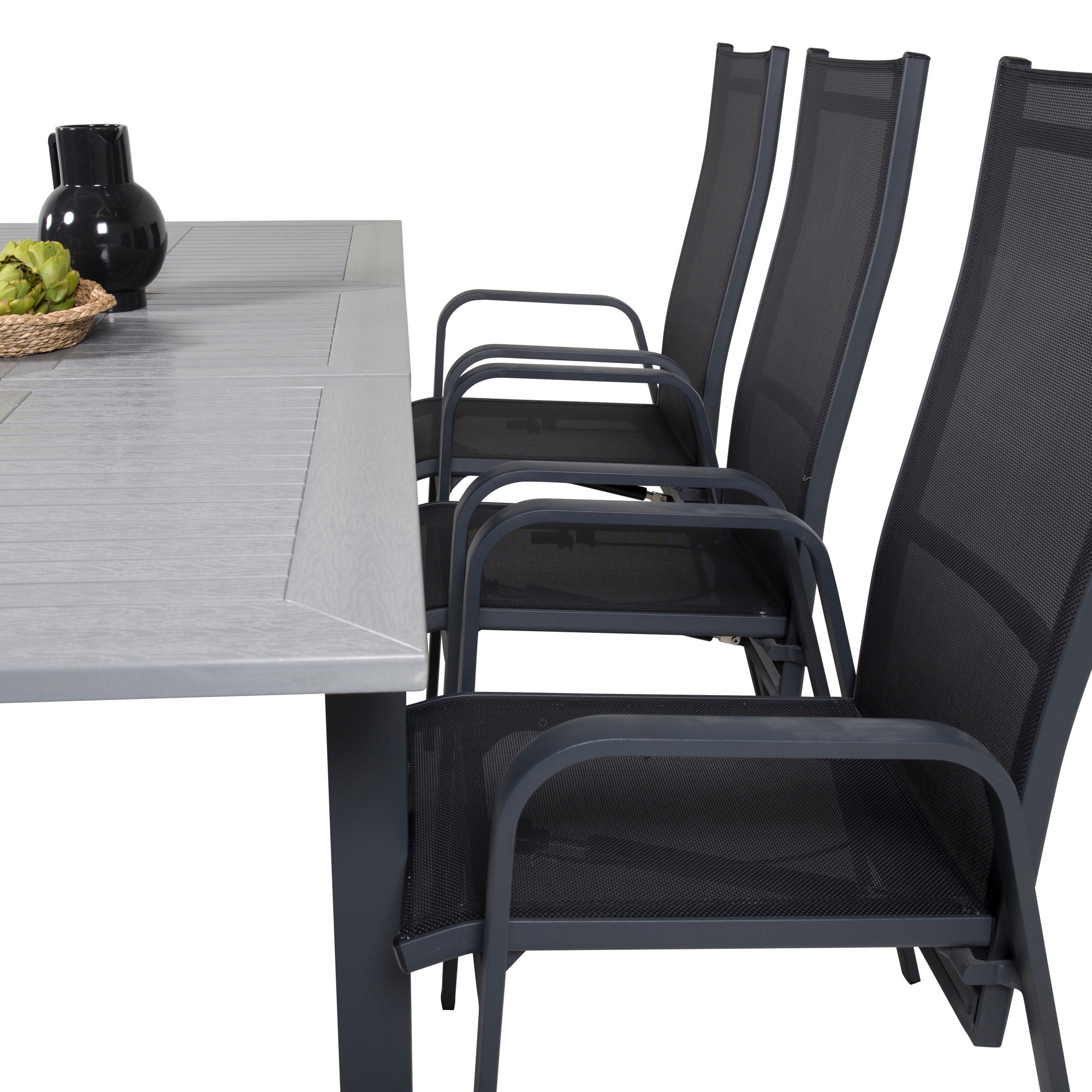 Albany Dining Table 160/240*100 - Svart Alu / Grey Aintwood+ Svart/Grå