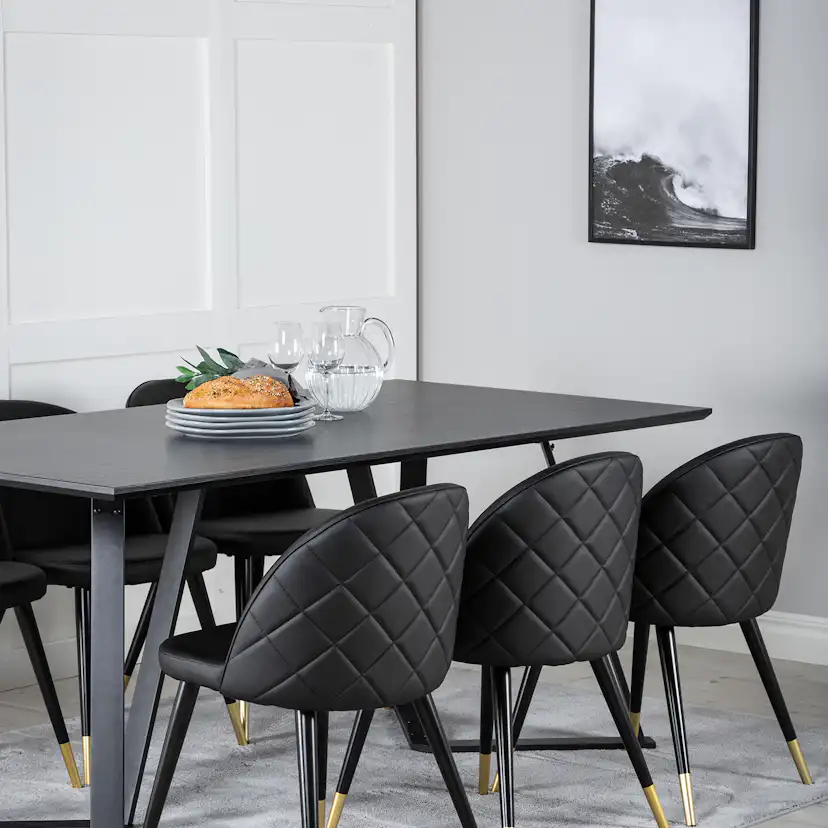 Matgrupp Venture Home Madde med 6 Valentina Stolar Konstläder
