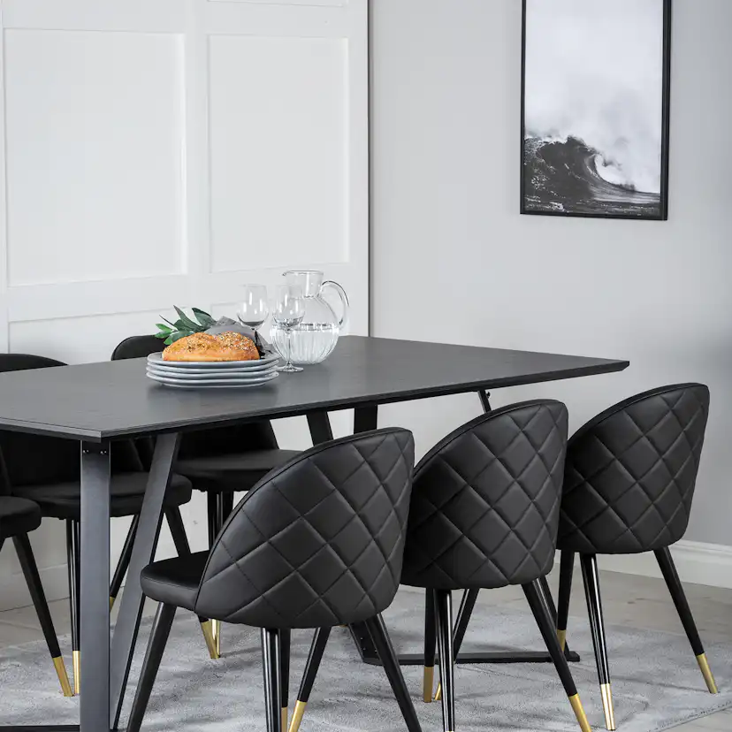 Matgrupp Venture Home Madde med 6 Valentina Stolar Konstläder