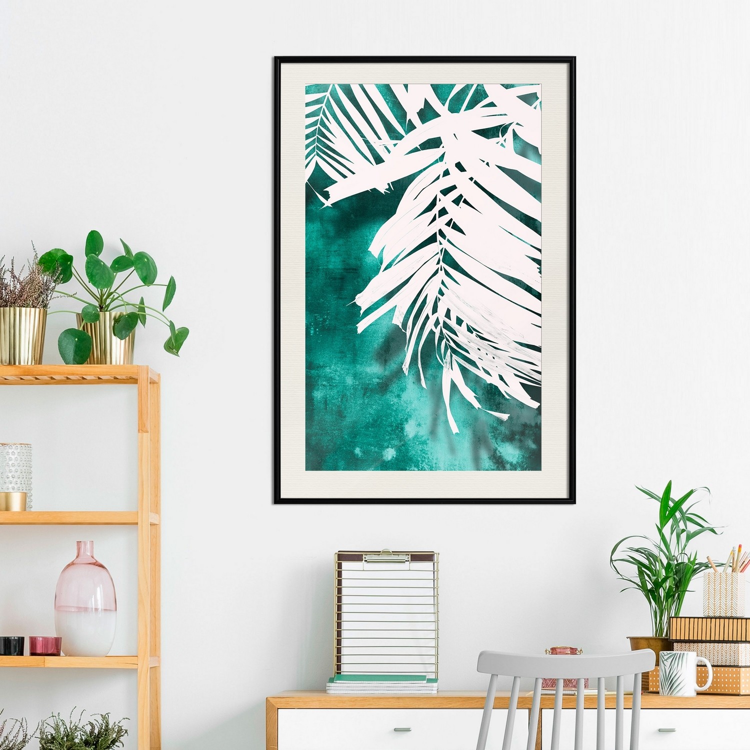 Affisch - Emerald Shadow [Poster] 30x45 Svart ram med passepartout, 30x45 cm