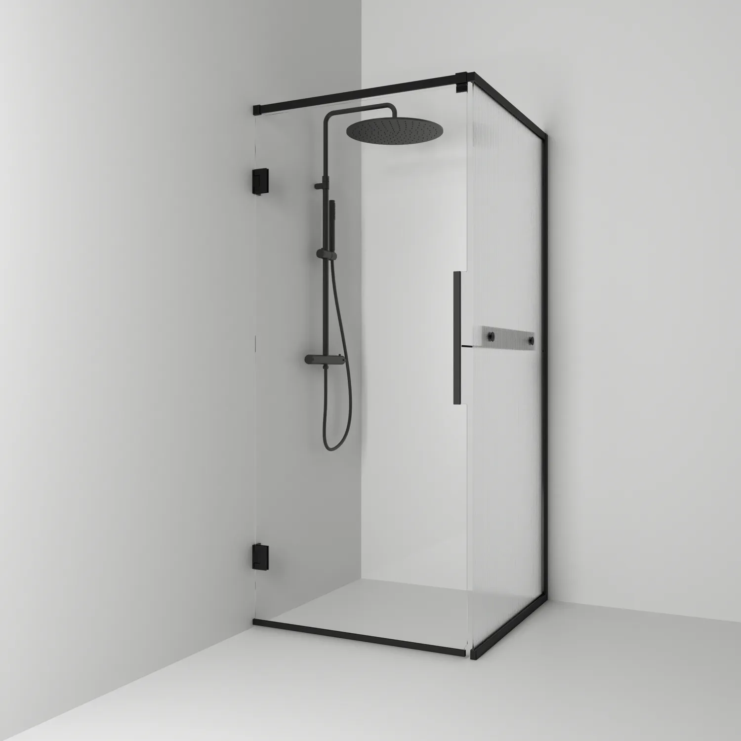 Duschhörn Svedbergs Langfoss Kombi 200 med Linjeglas och Hylla