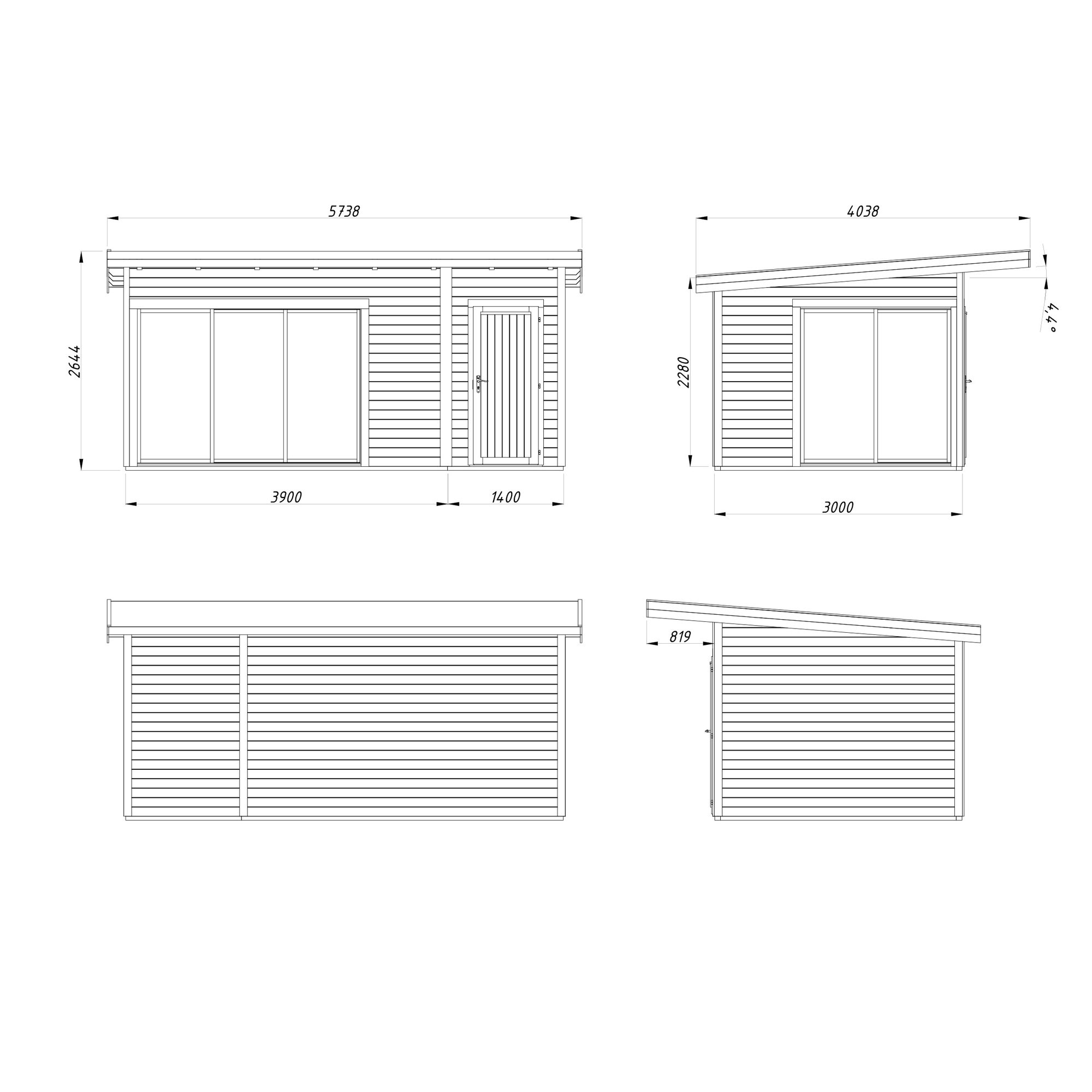 Stuga Palmako Andrea 15,9 m² Slide Plus (inv. 15,2 m²)