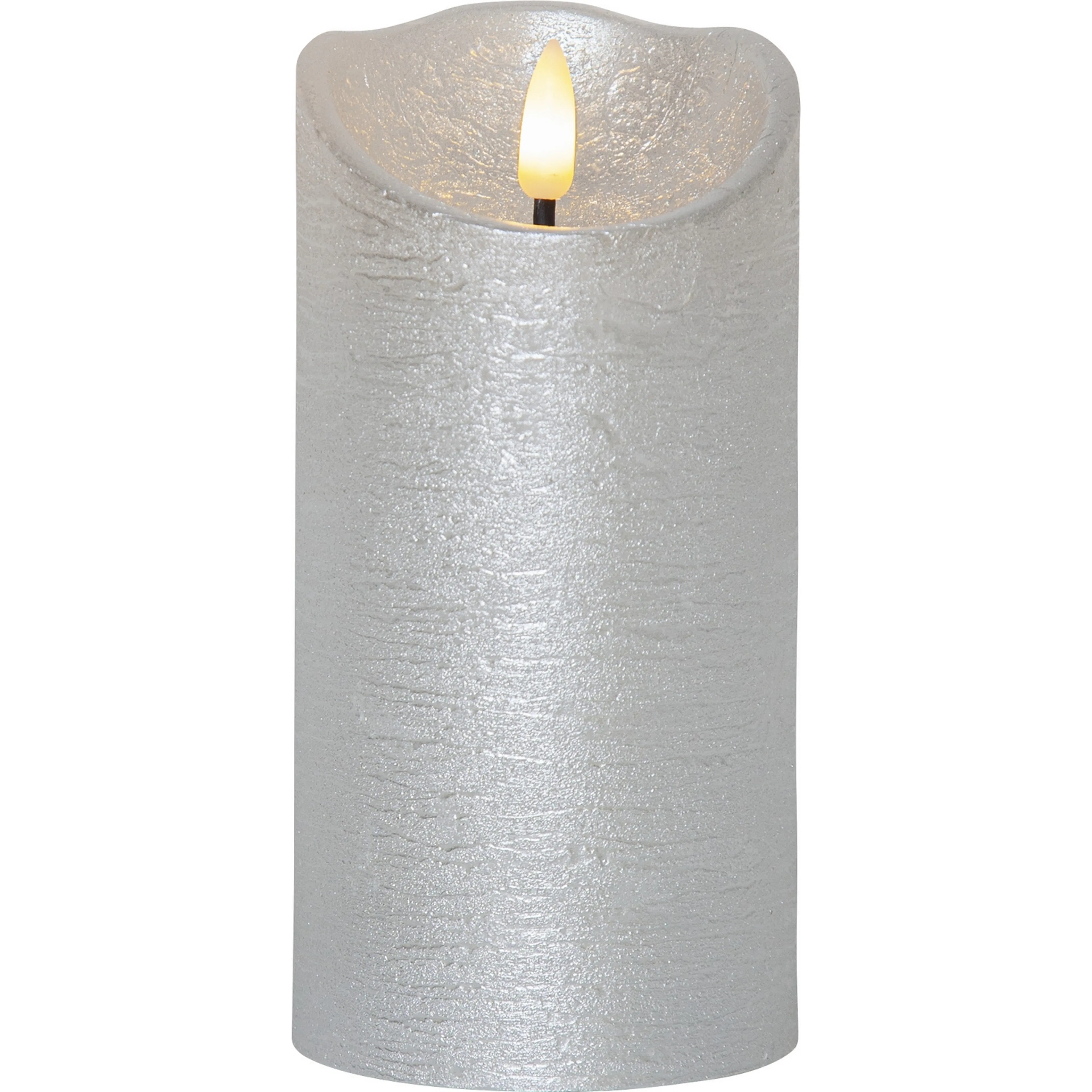 LED Blockljus Flamme Rustic Silver, Höjd: 150 mm