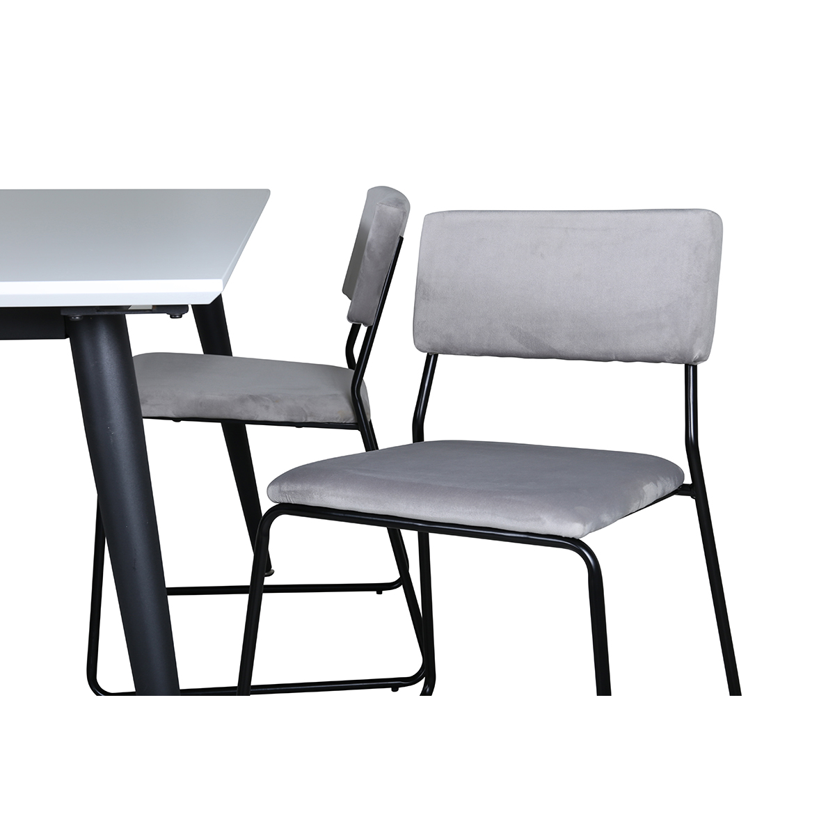 Jimmy Dining Table  - Black / White HPL+Kenth Chair - Black Grå/Vit/Svart