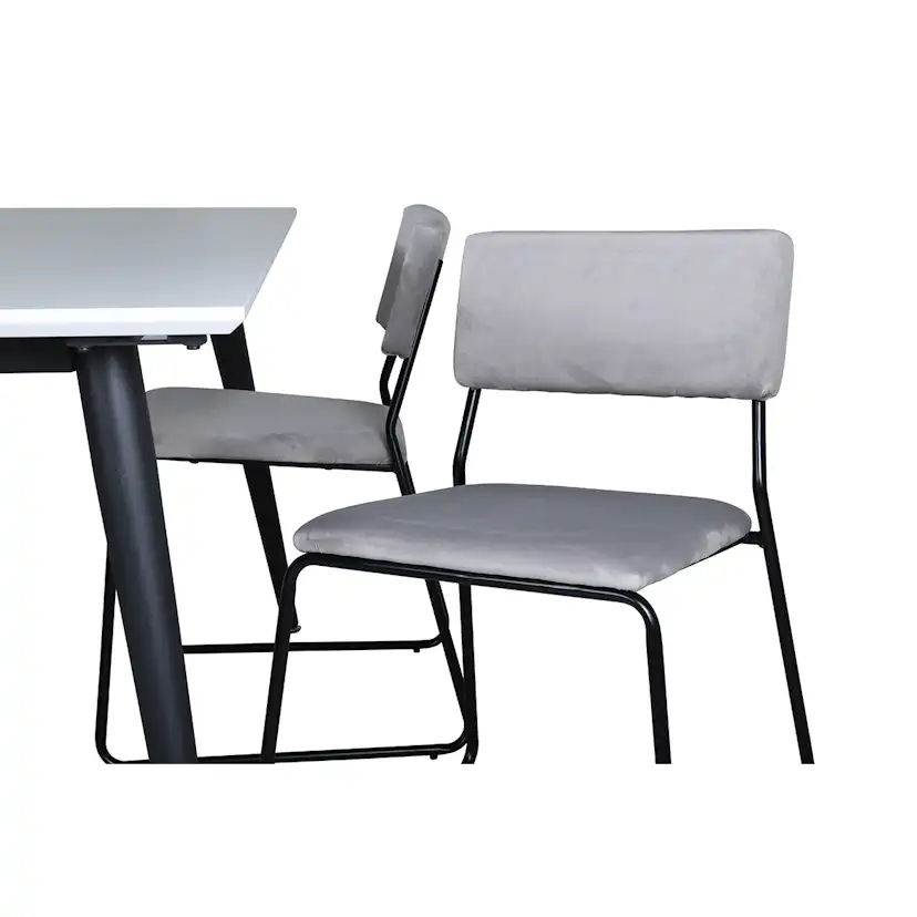 Jimmy Dining Table - Black / White HPL+Kenth Chair - Black Grå/Vit/Svart
