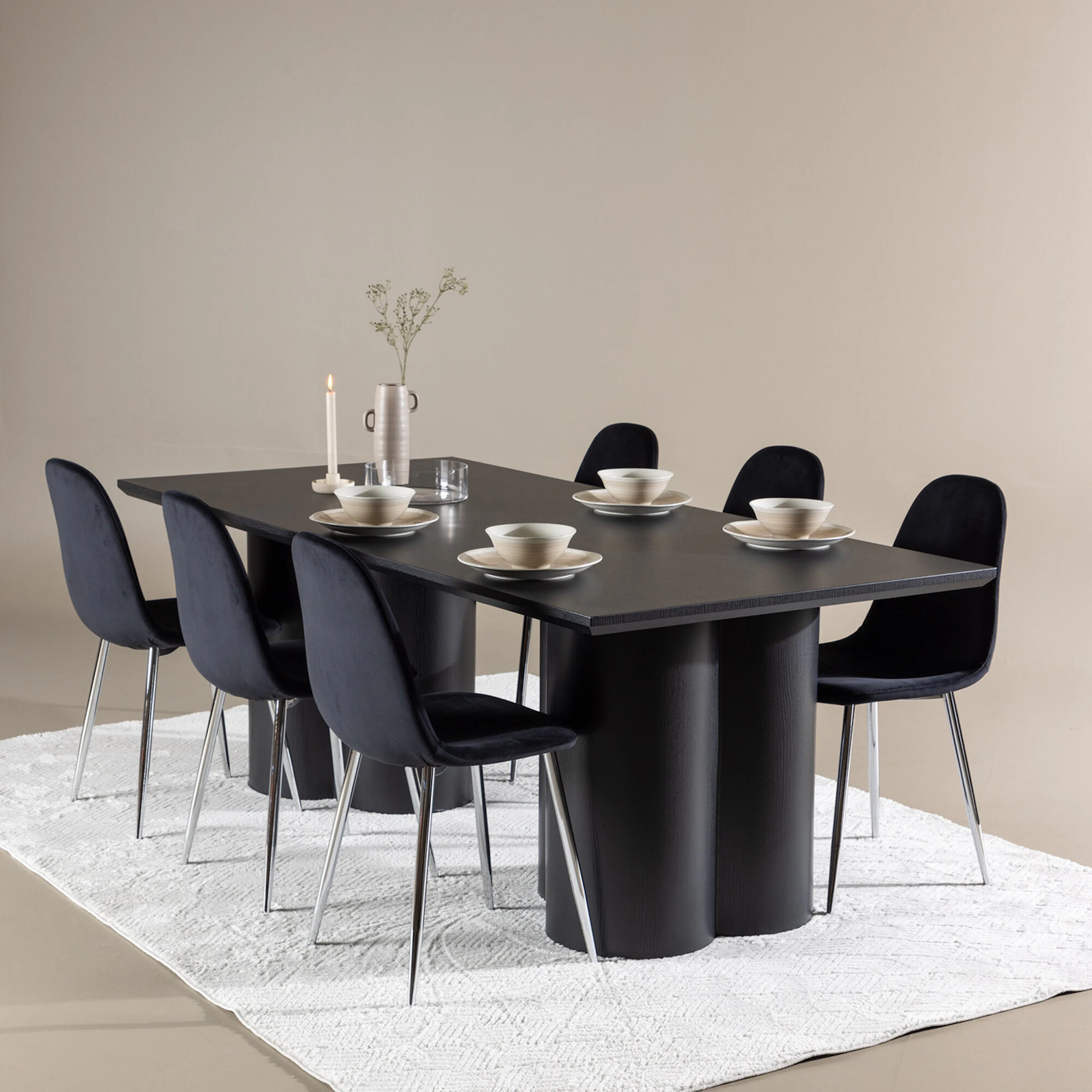 Matgrupp Venture Home Olivia 210 med 6 st Polar Stolar Sammet